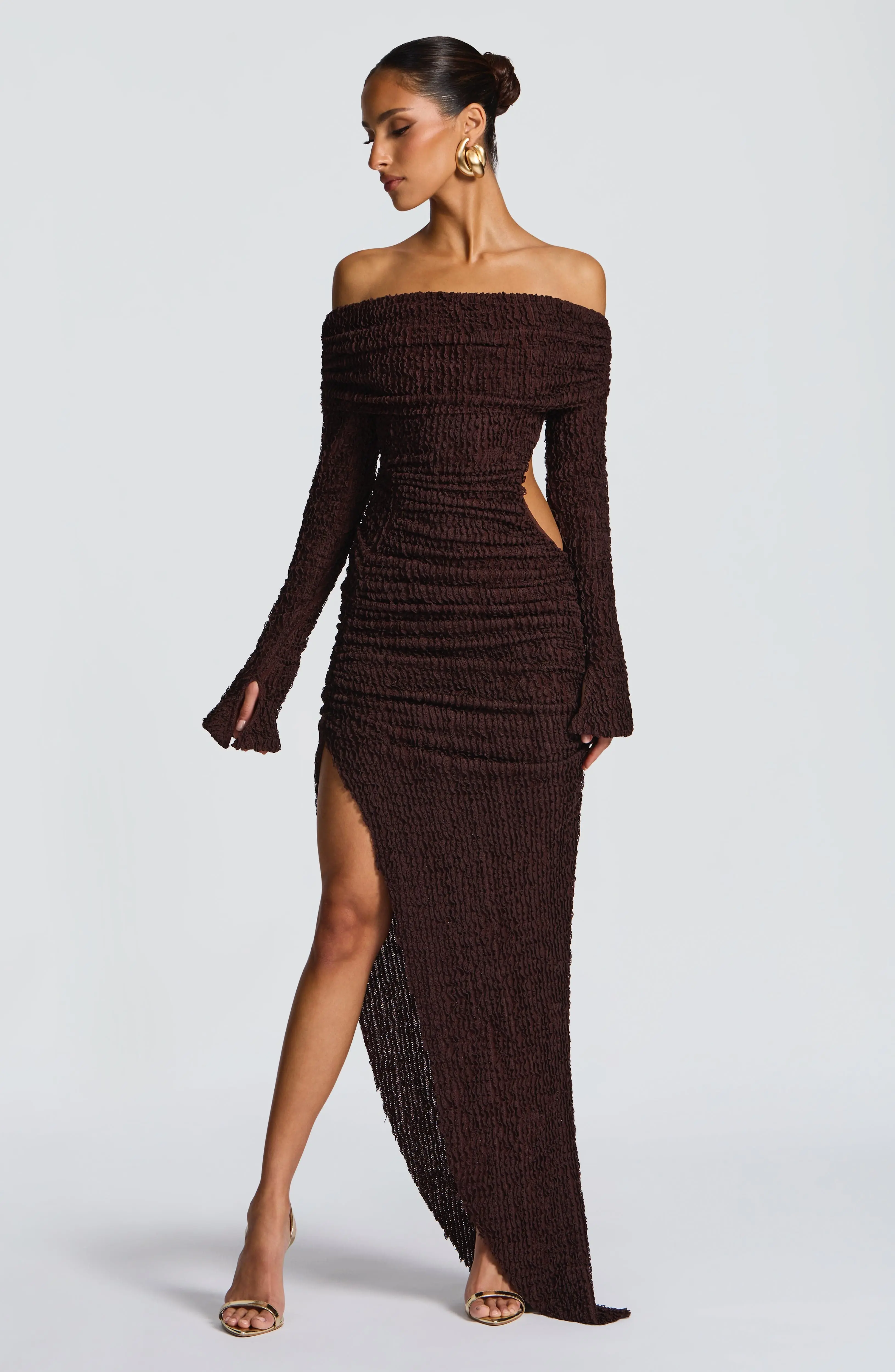 Adelphia Midi Dress - Plum Brown - Image 3