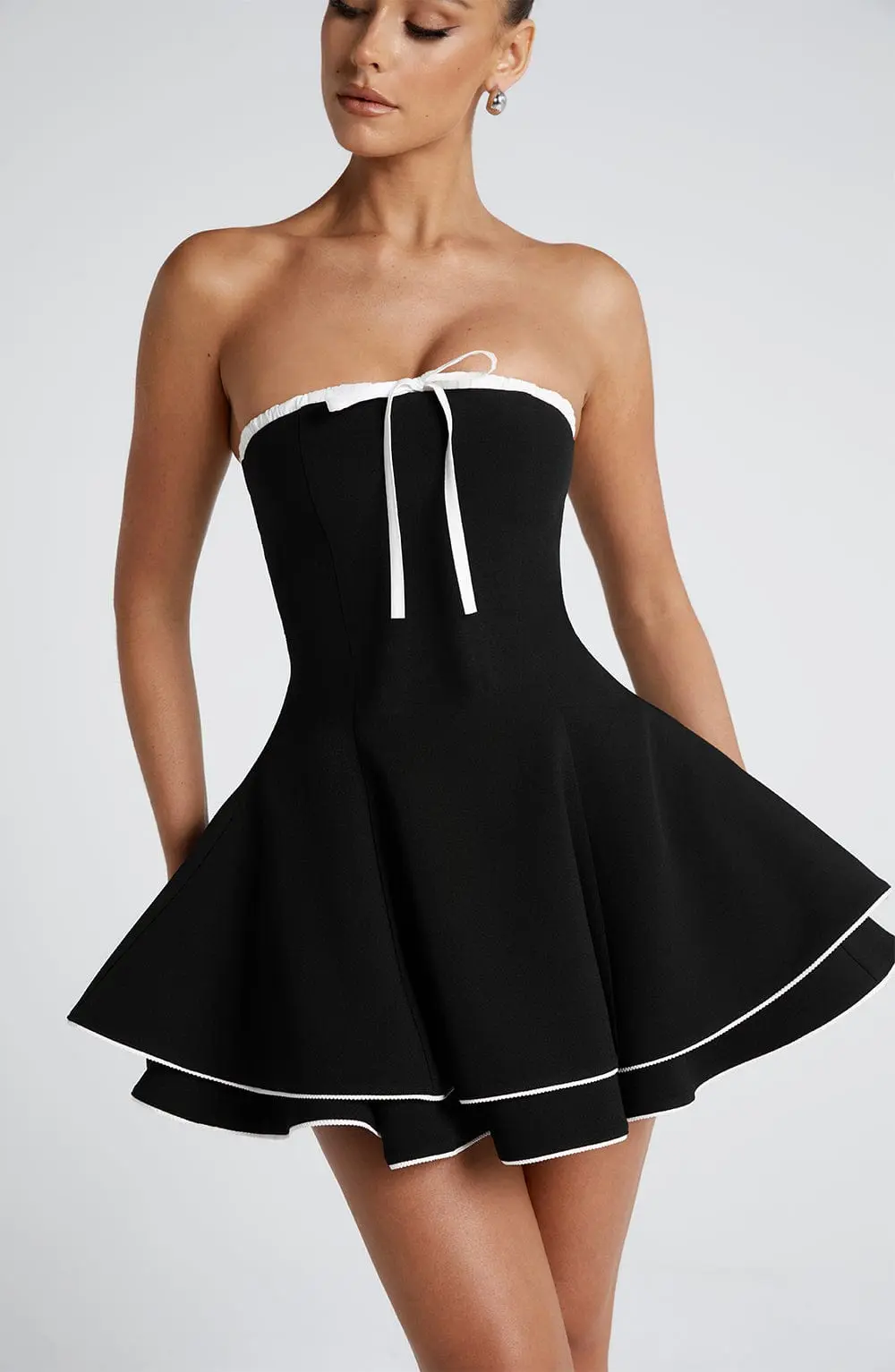 Juno Mini Dress - Black/White - Image 5