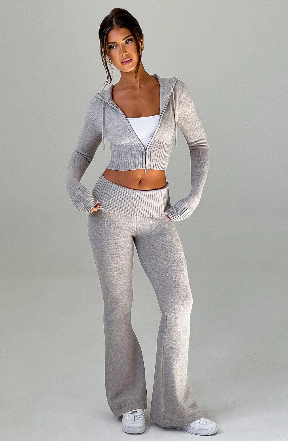 Portia Knit Pants - Light Grey Marl - Image 3