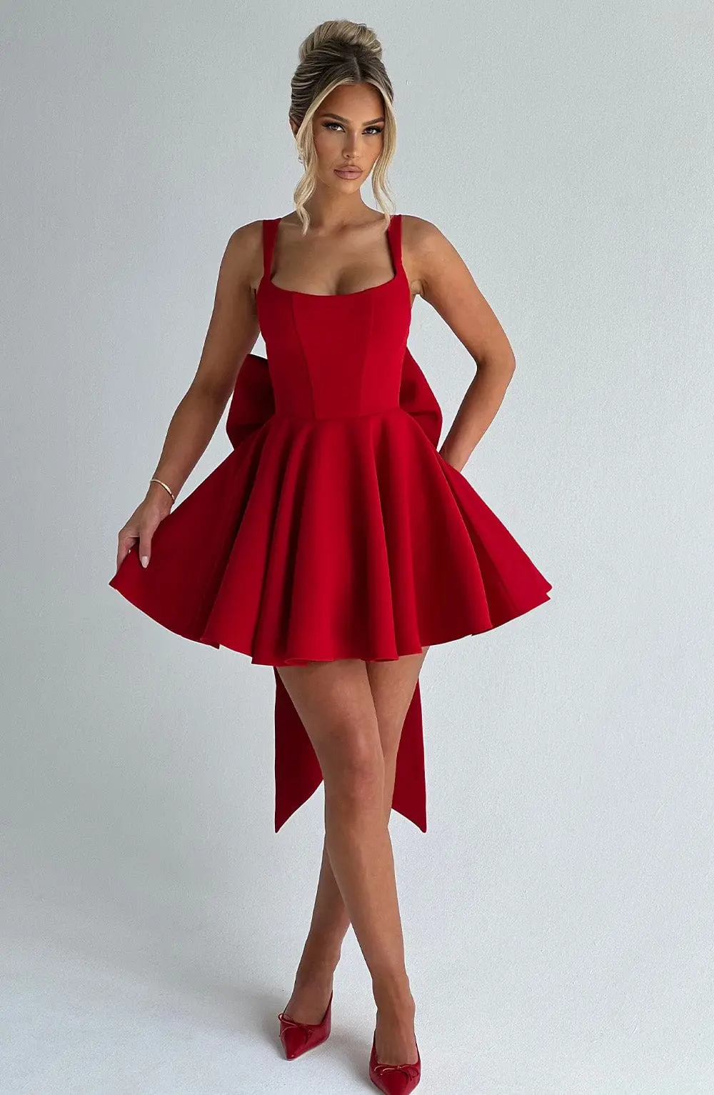 Rue Mini Dress - Red - Image 3