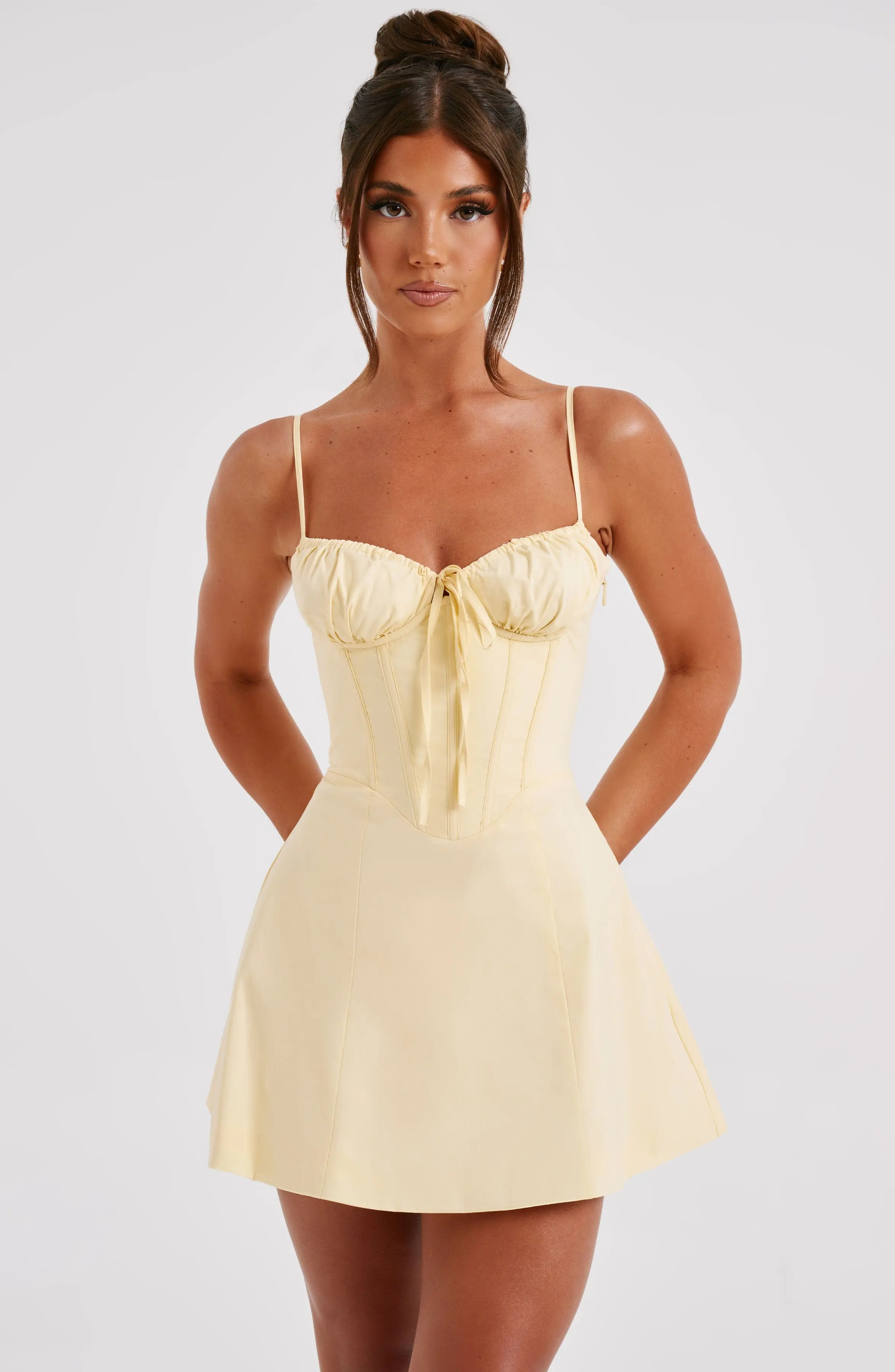 Lacey Mini Dress - Lemon - Image 3