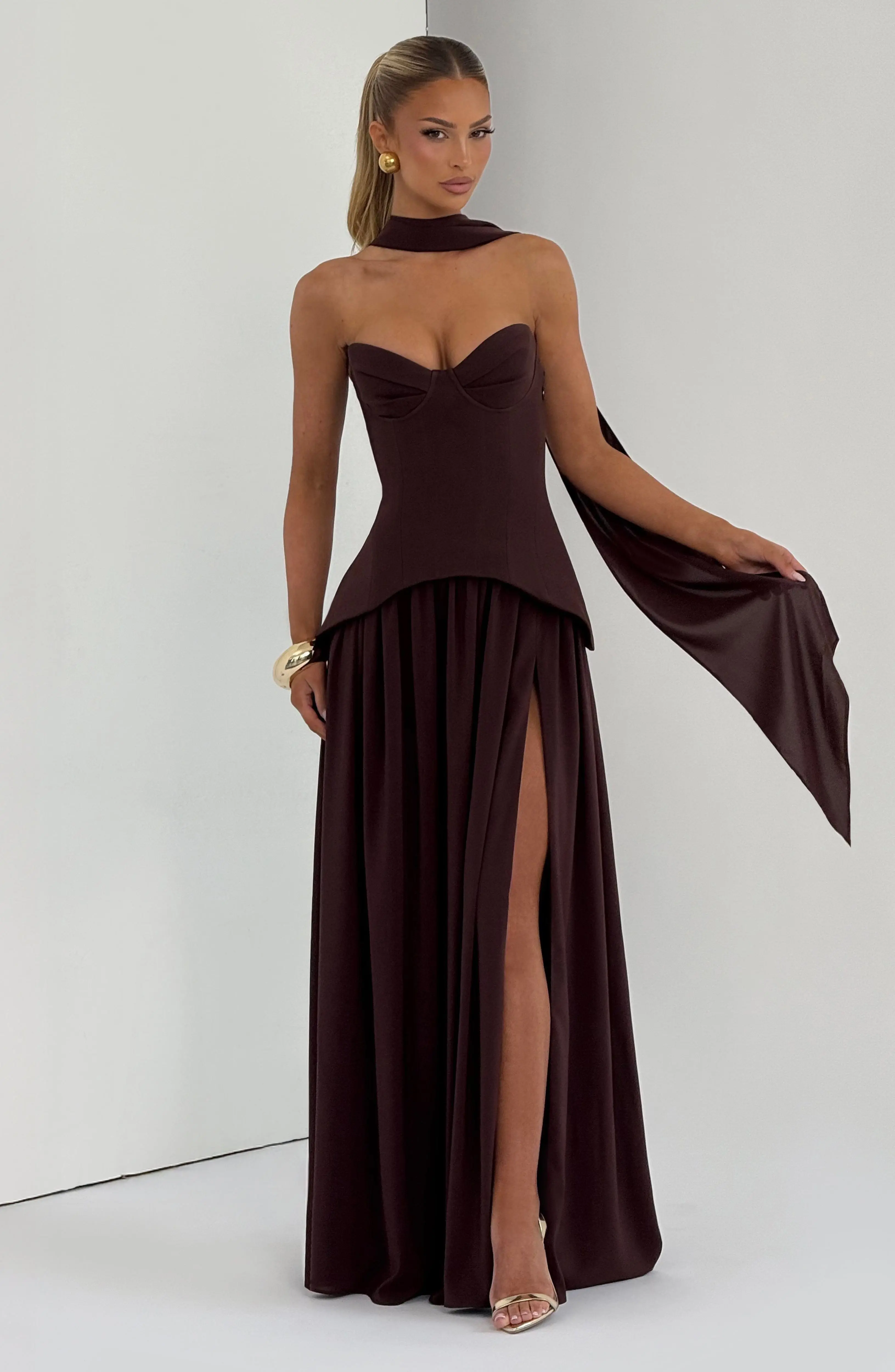 Vietta Maxi Dress - Plum Brown - Image 10
