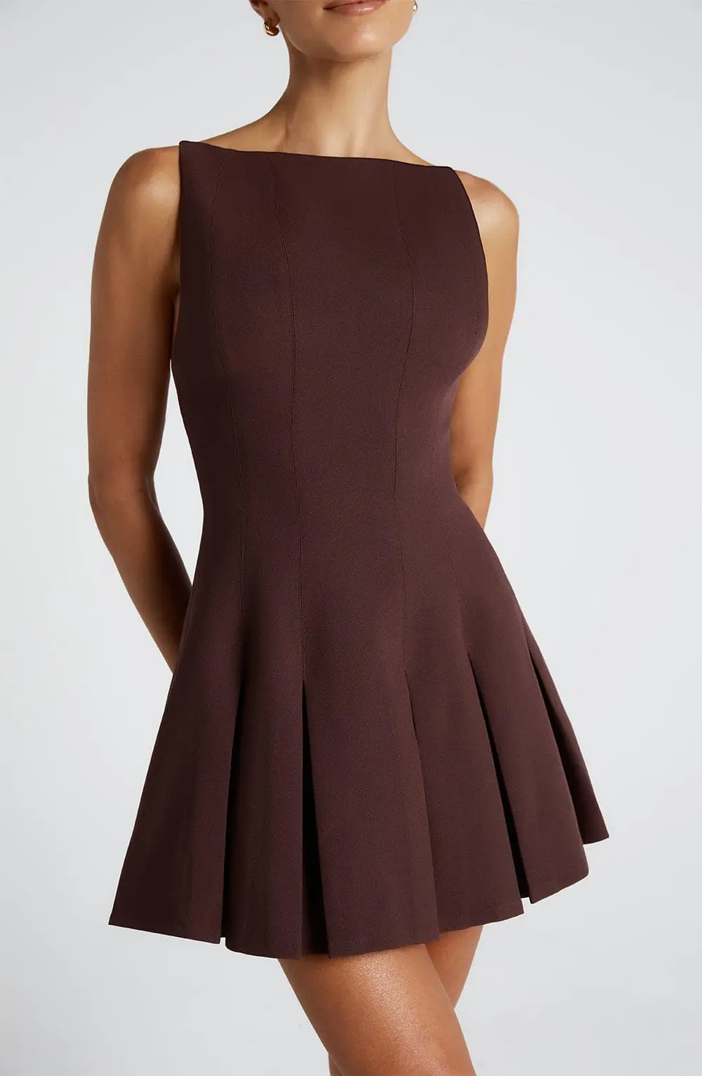 Rory Mini Dress - Plum Brown - Image 10