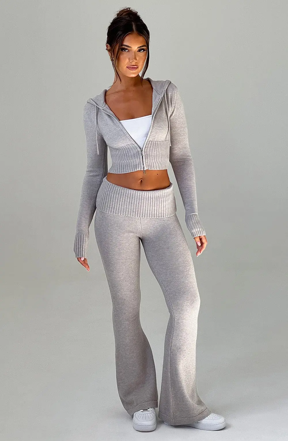 Portia Knit Pants - Light Grey Marl - Image 7