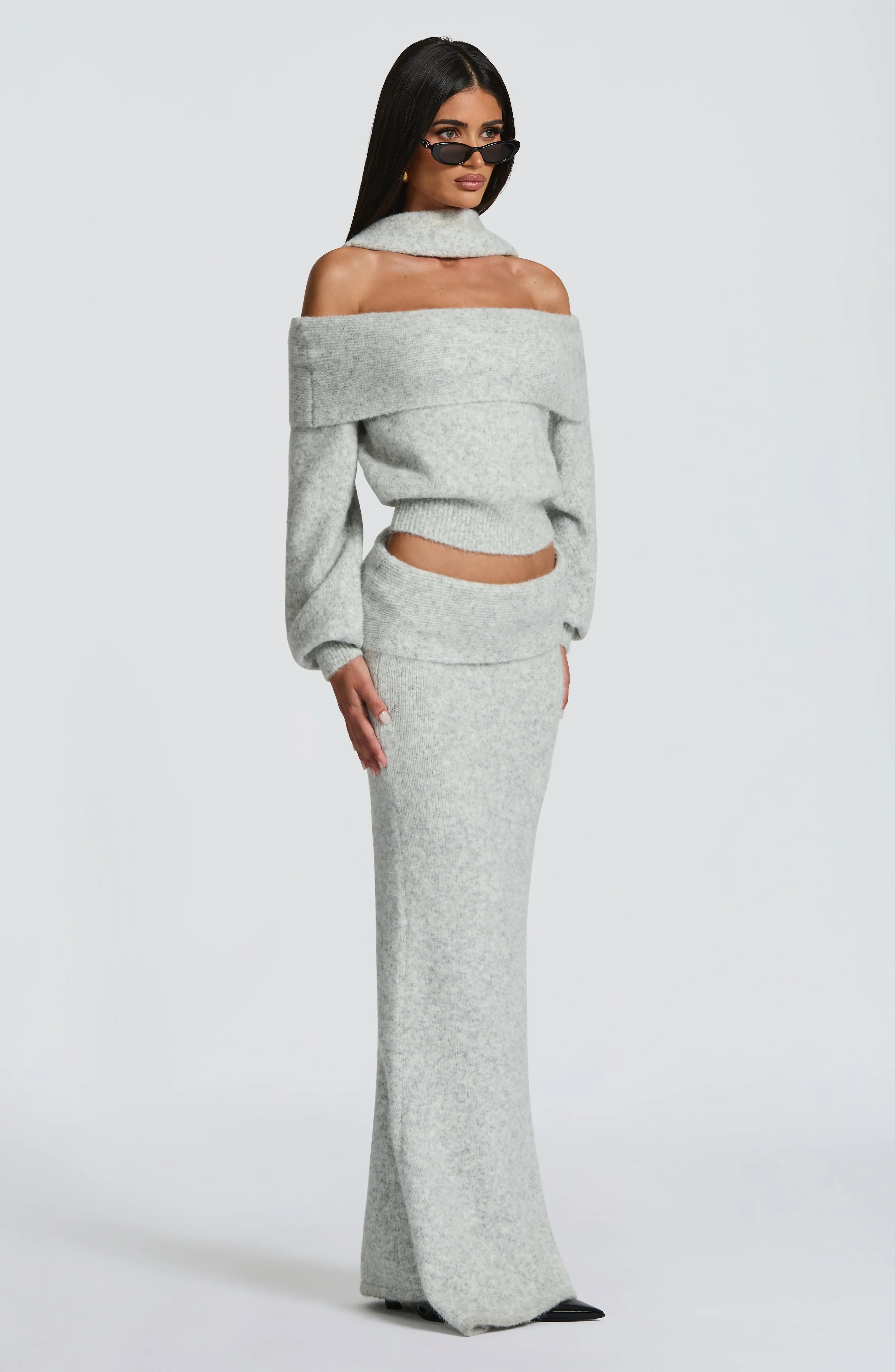 Andie Maxi Skirt - Light Grey Marl - Image 2