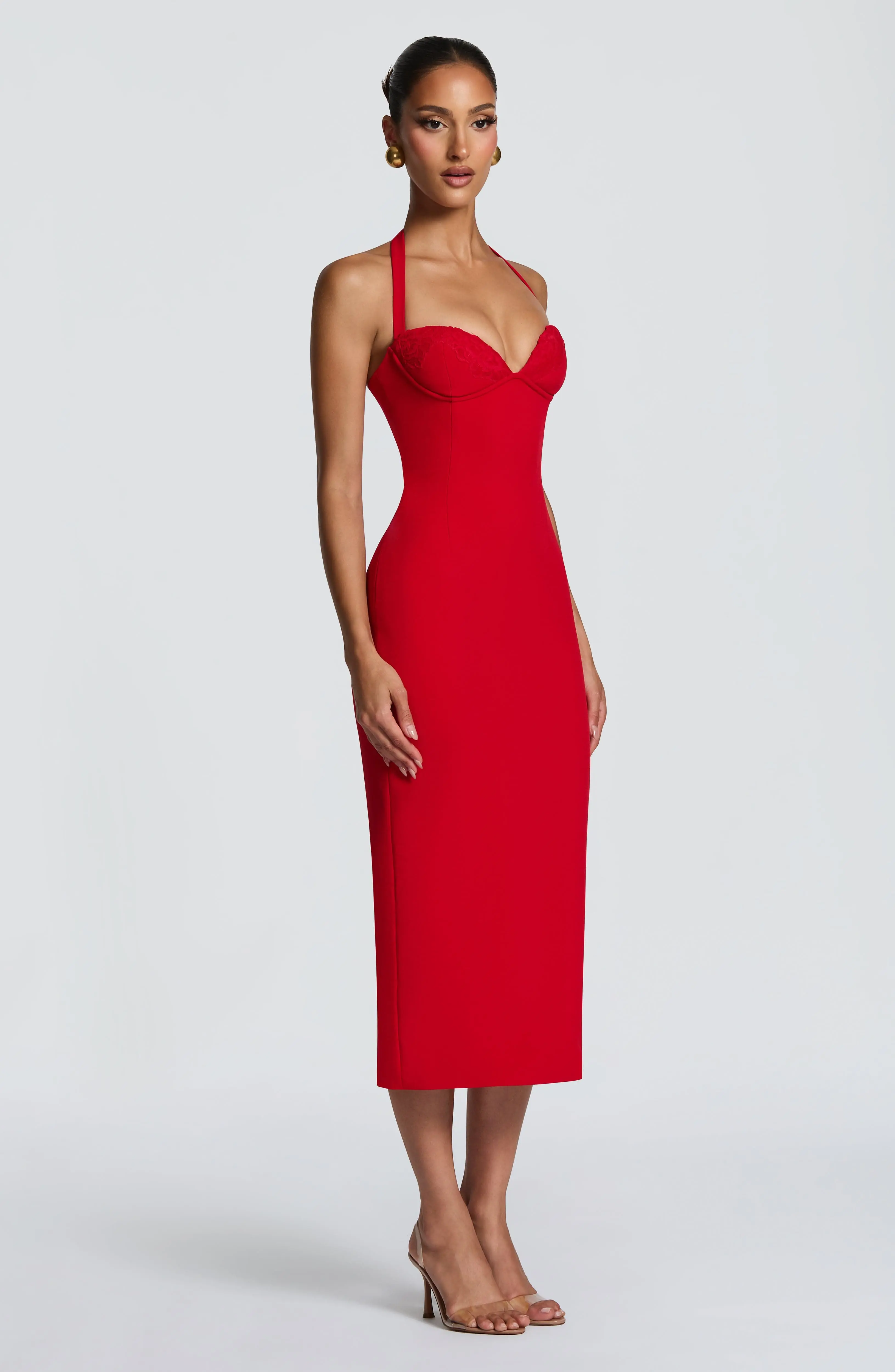Cassia Midi Dress - Red - Image 5