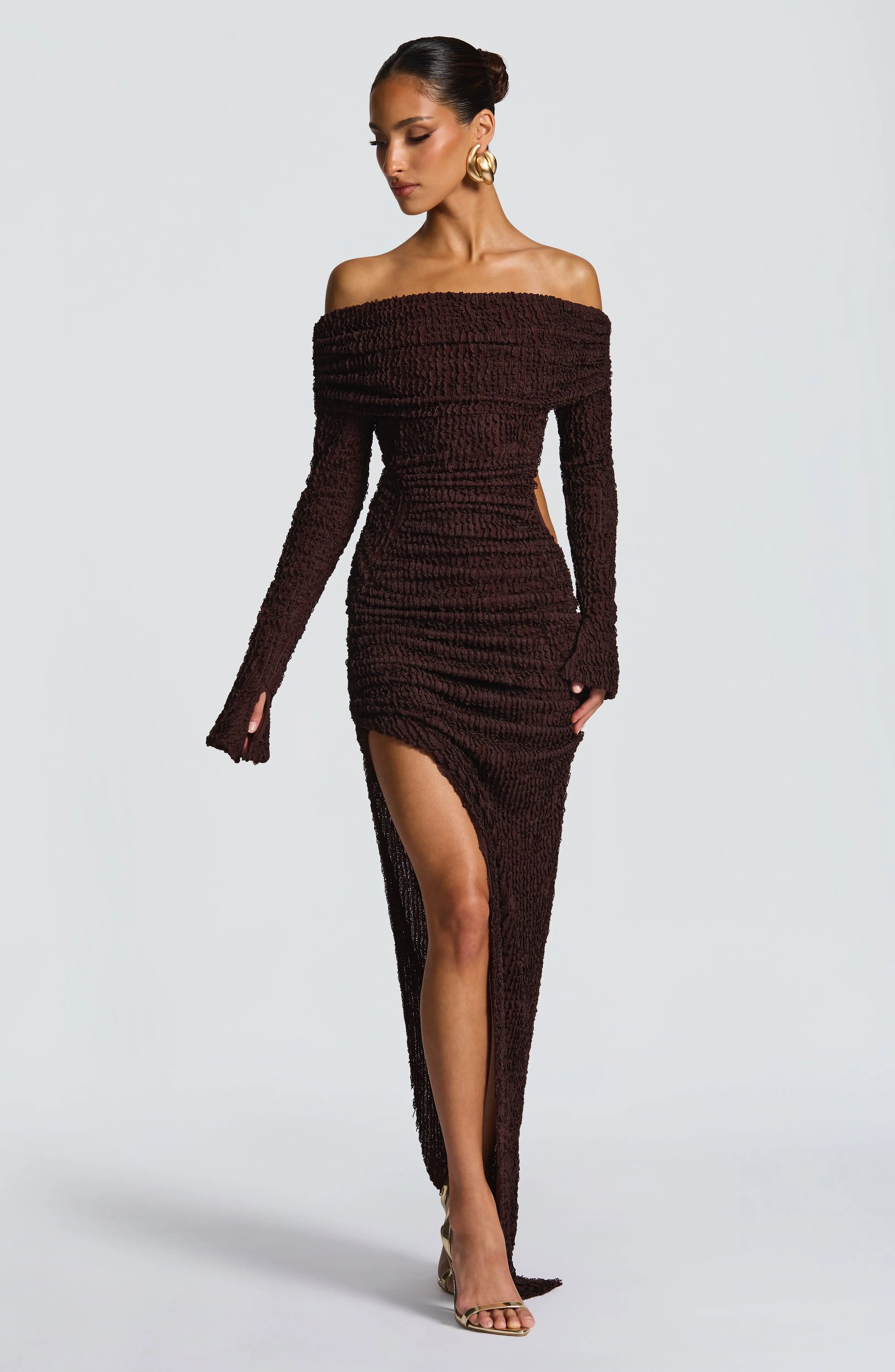Adelphia Midi Dress - Plum Brown - Image 5