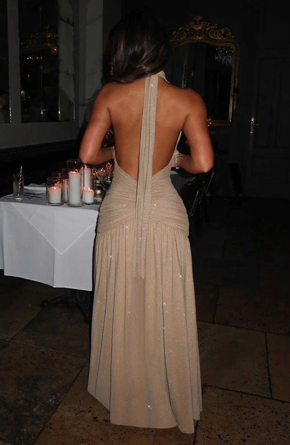 Melania Maxi Dress - Gold Sparkle - Image 4