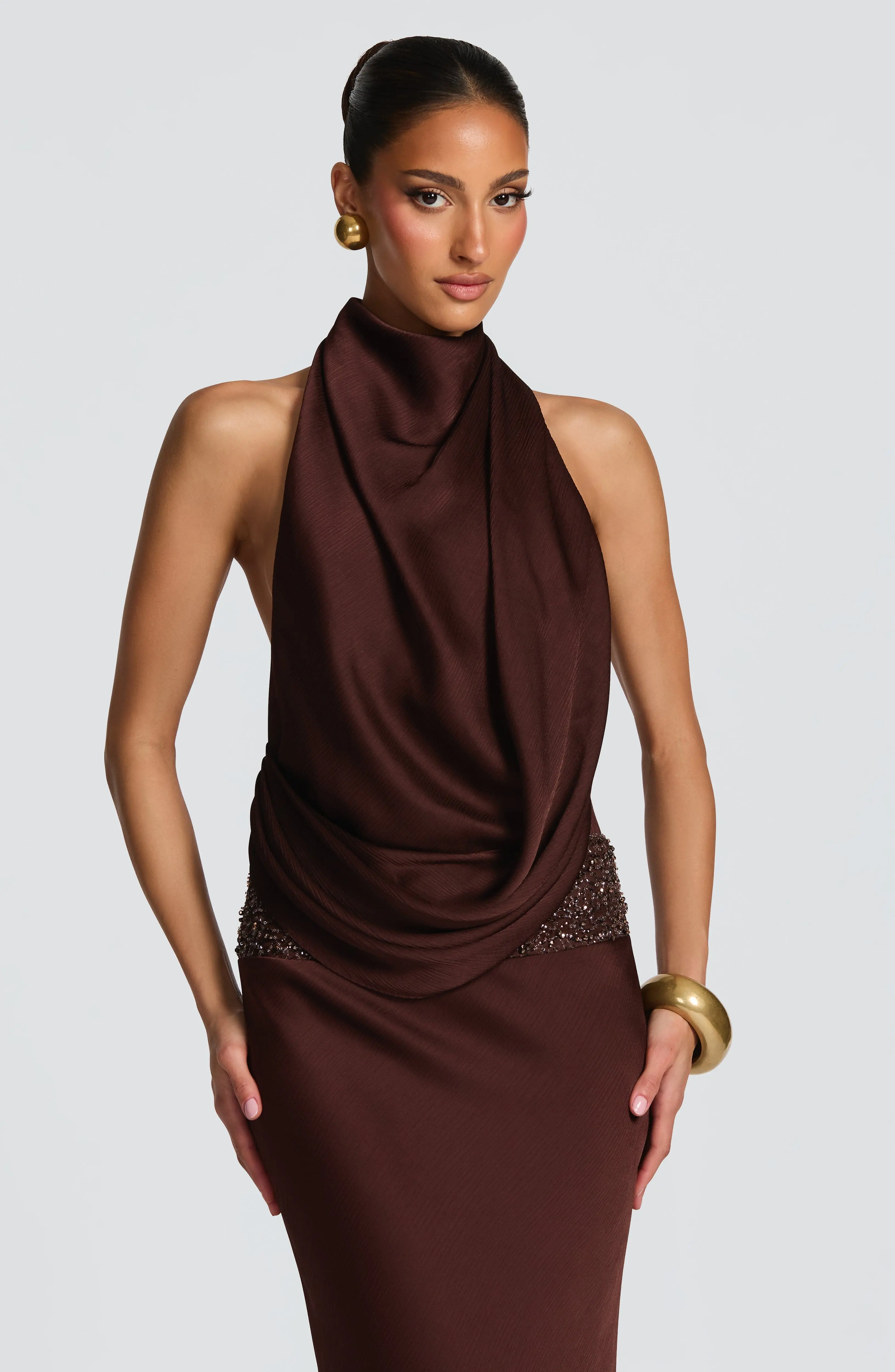 Armelle Maxi Dress - Plum Brown - Image 5