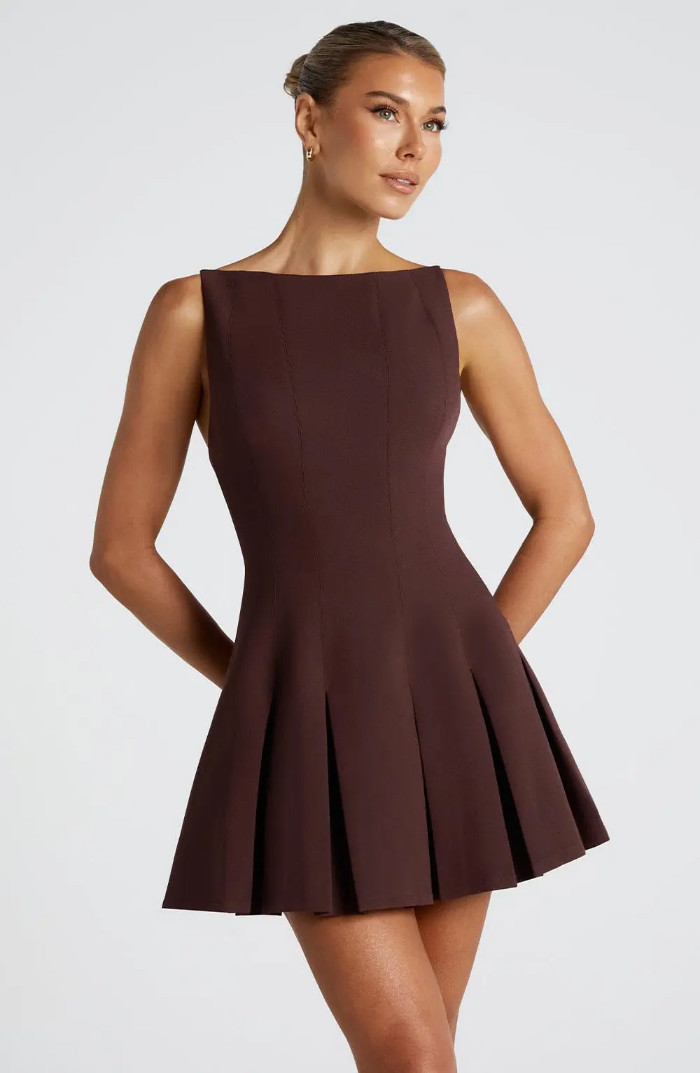 Rory Mini Dress - Plum Brown - Image 3
