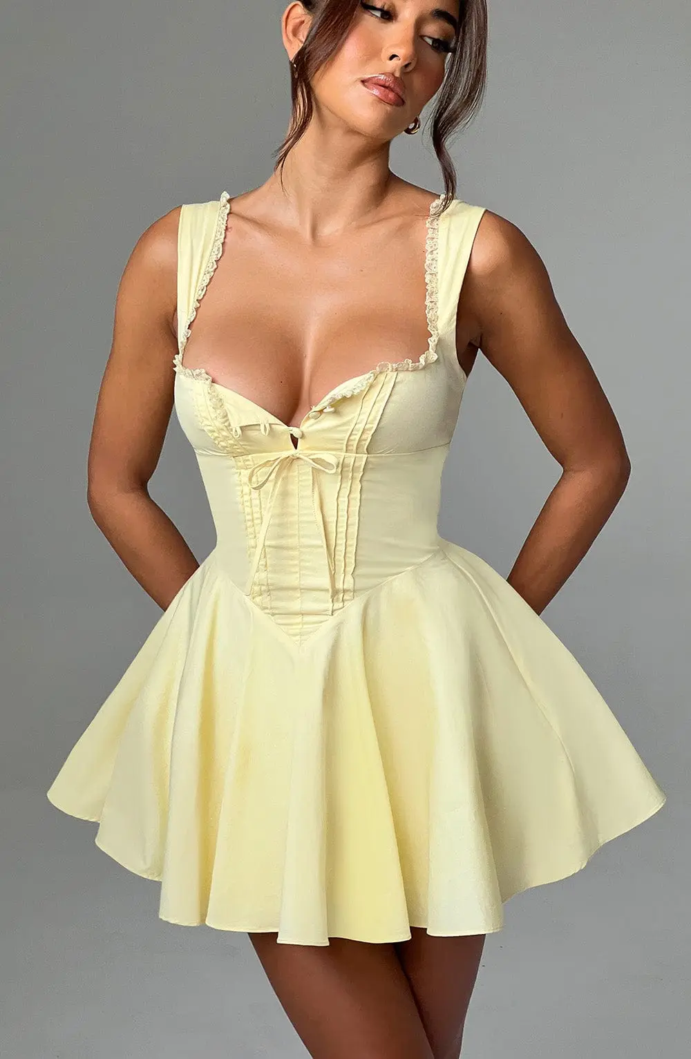 Antonella Mini Dress - Lemon - Image 7