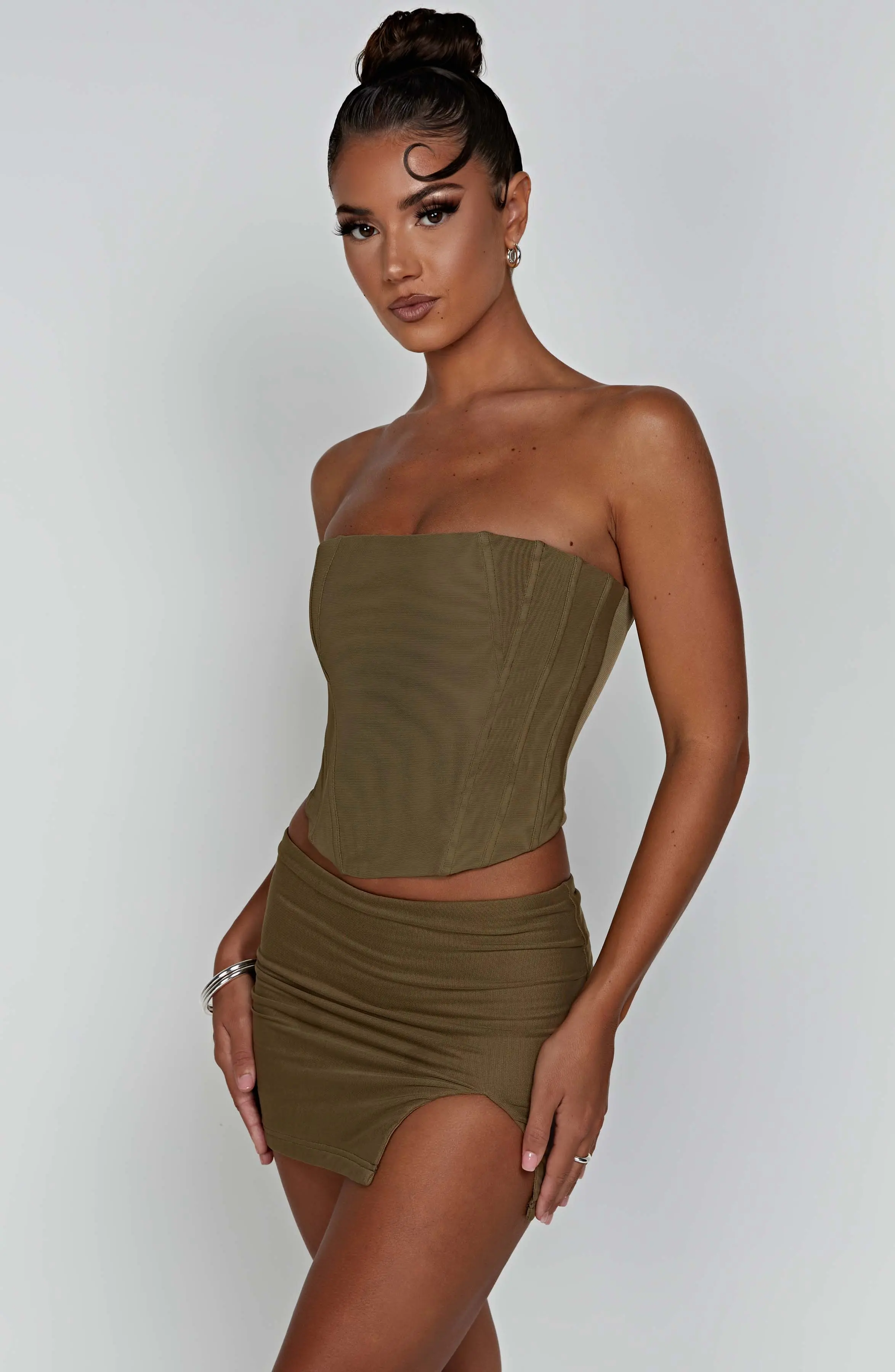 Alina Mini Skirt - Khaki - Image 9