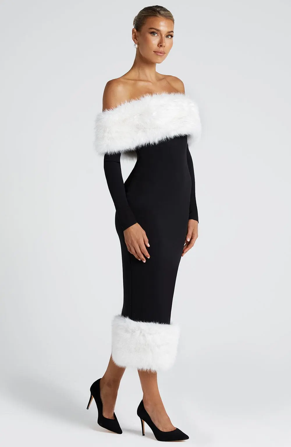Vittoria Midi Dress - Black/White - Image 5