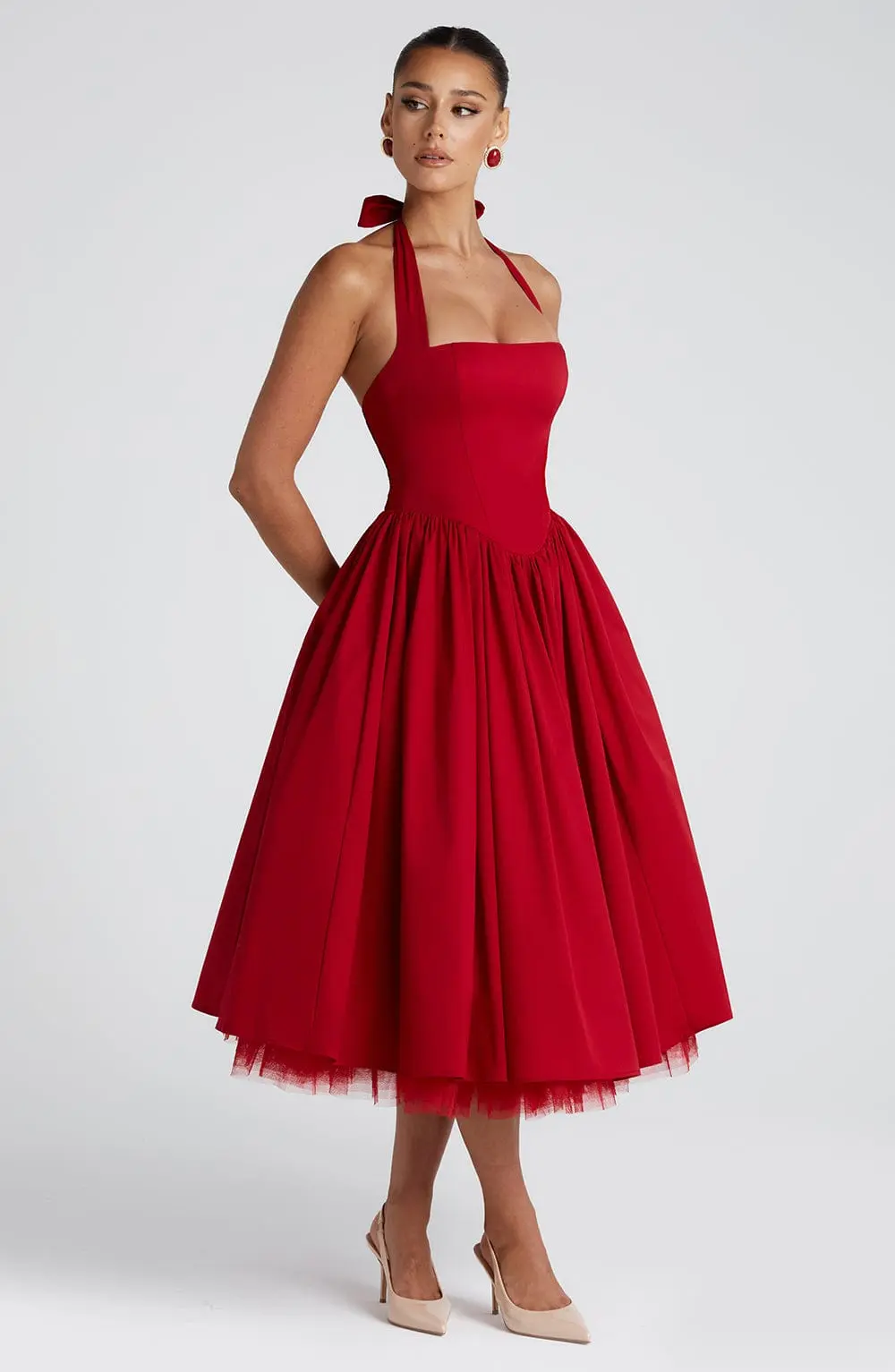 Cressida Midi Dress - Red - Image 5