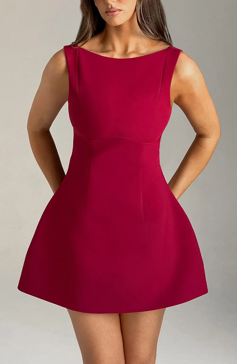 Alana Mini Dress - Wine - Image 3