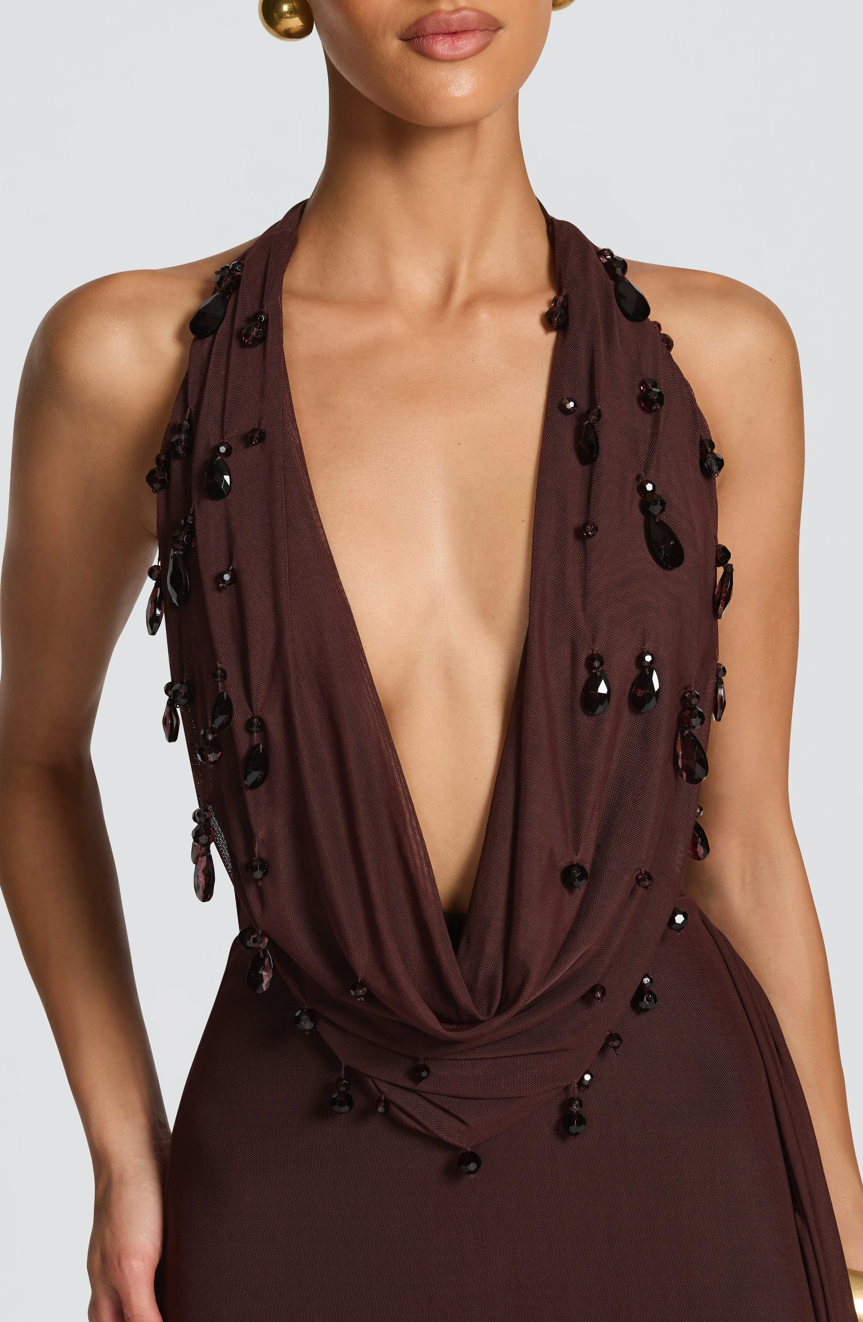 Fabia Maxi Dress - Plum Brown - Image 3