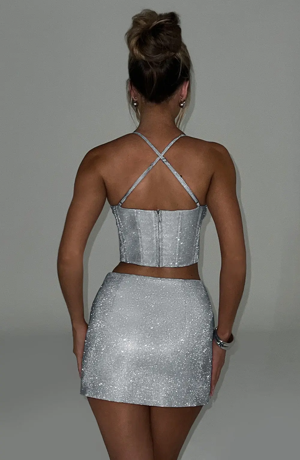 Glacia Mini Skirt - Silver Sparkle - Image 2