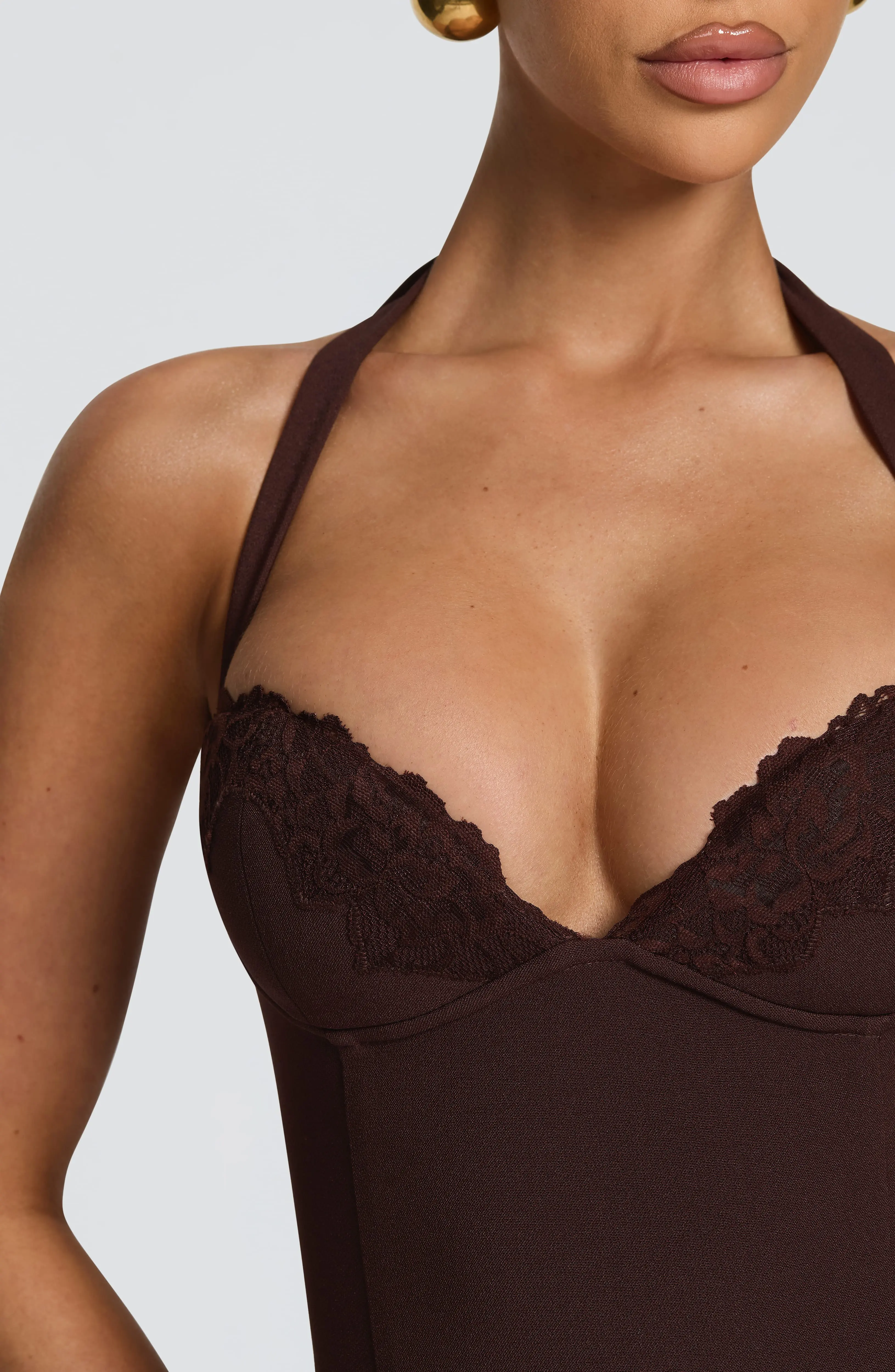 Cassia Midi Dress - Plum Brown - Image 4