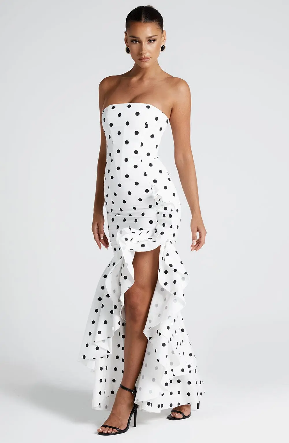 Angelina Maxi Dress - Black Polka Dot Print - Image 2