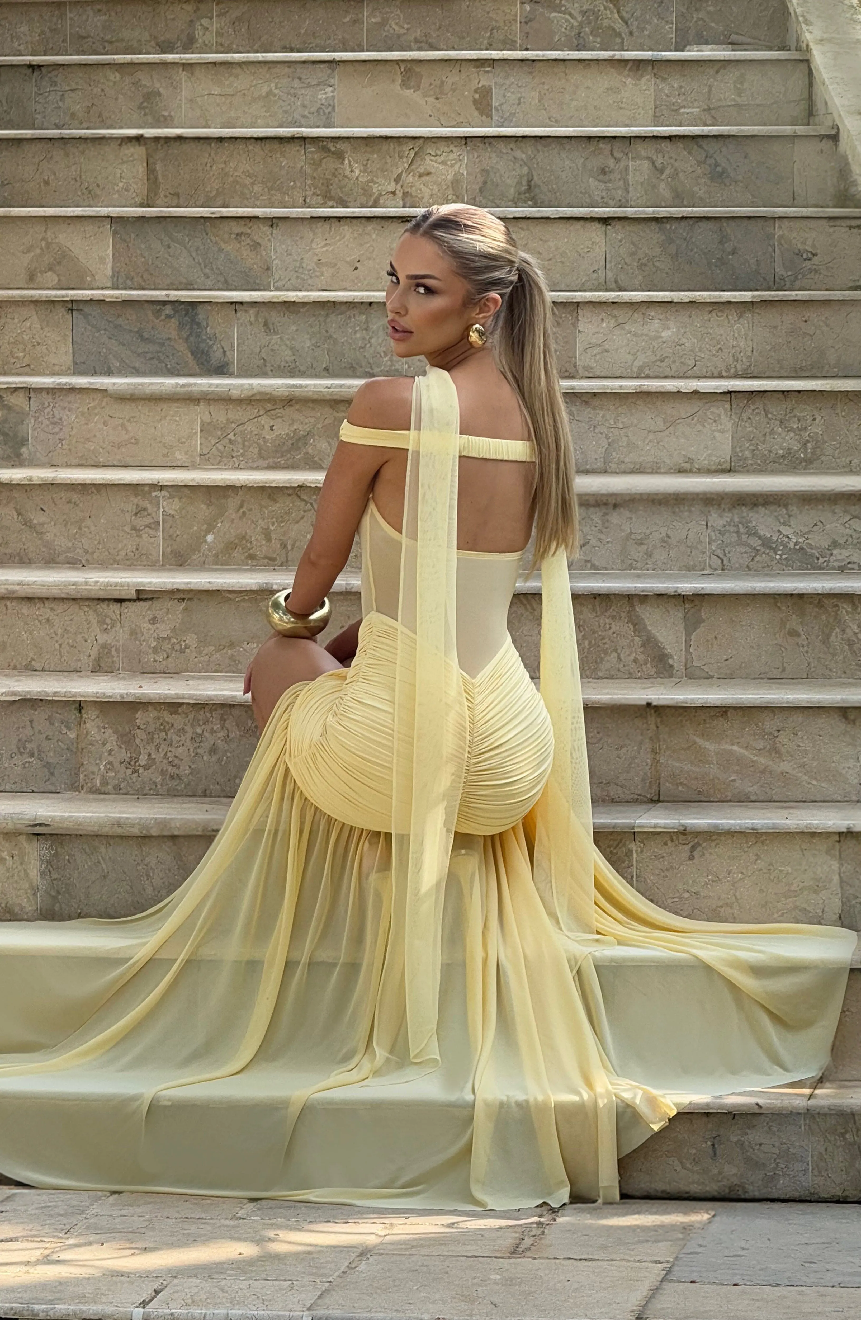 Alaia Maxi Dress - Lemon - Image 5