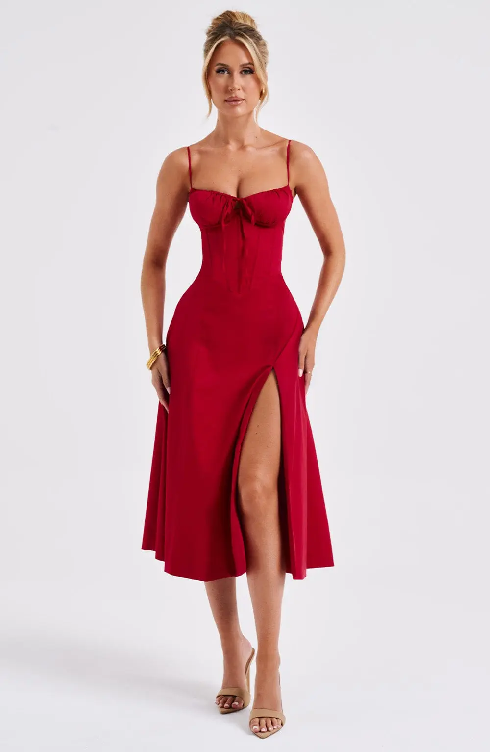 Deanna Midi Dress - Red - Image 17