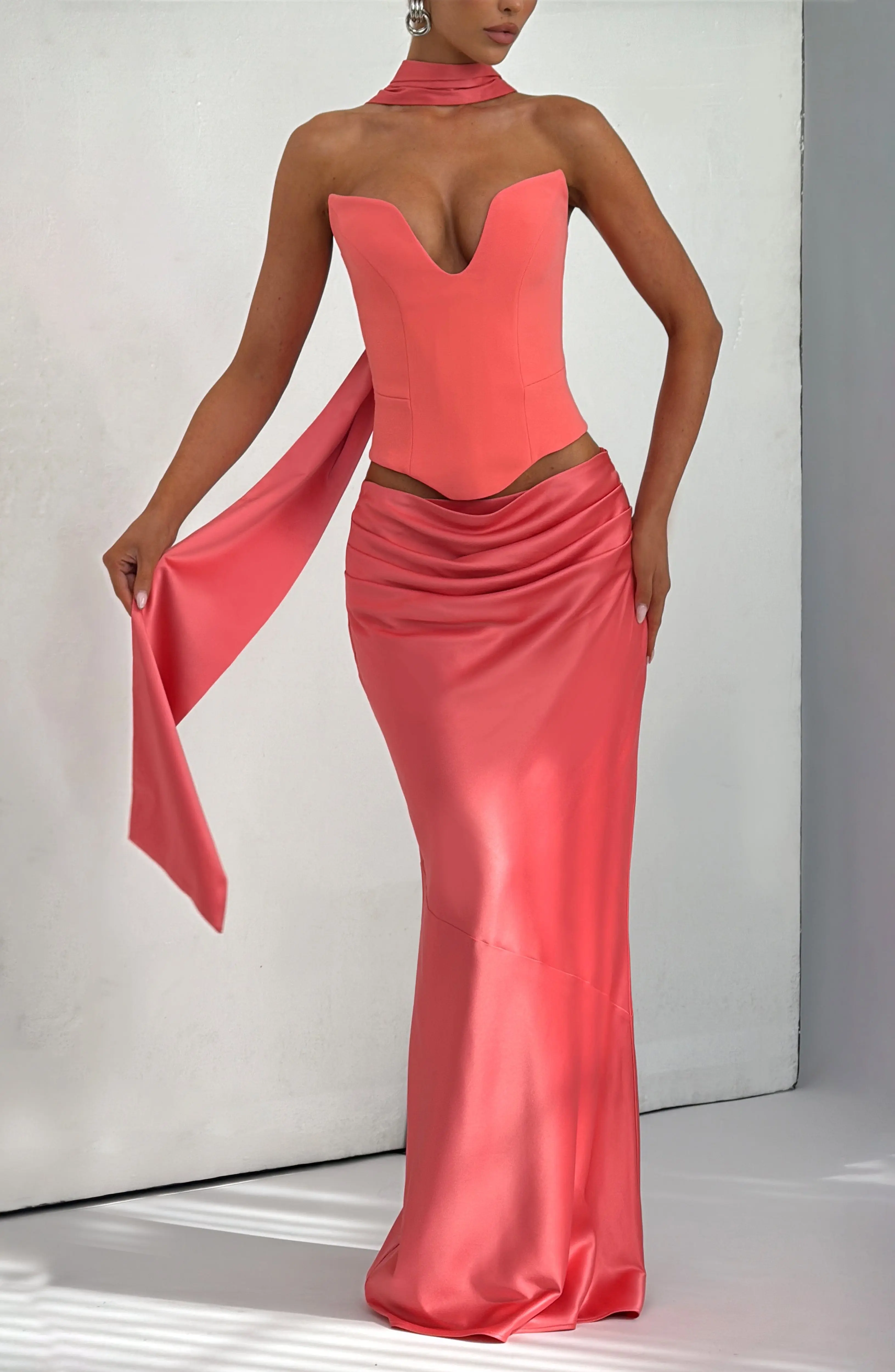 Bernadette Maxi Skirt - Coral Pink - Image 2