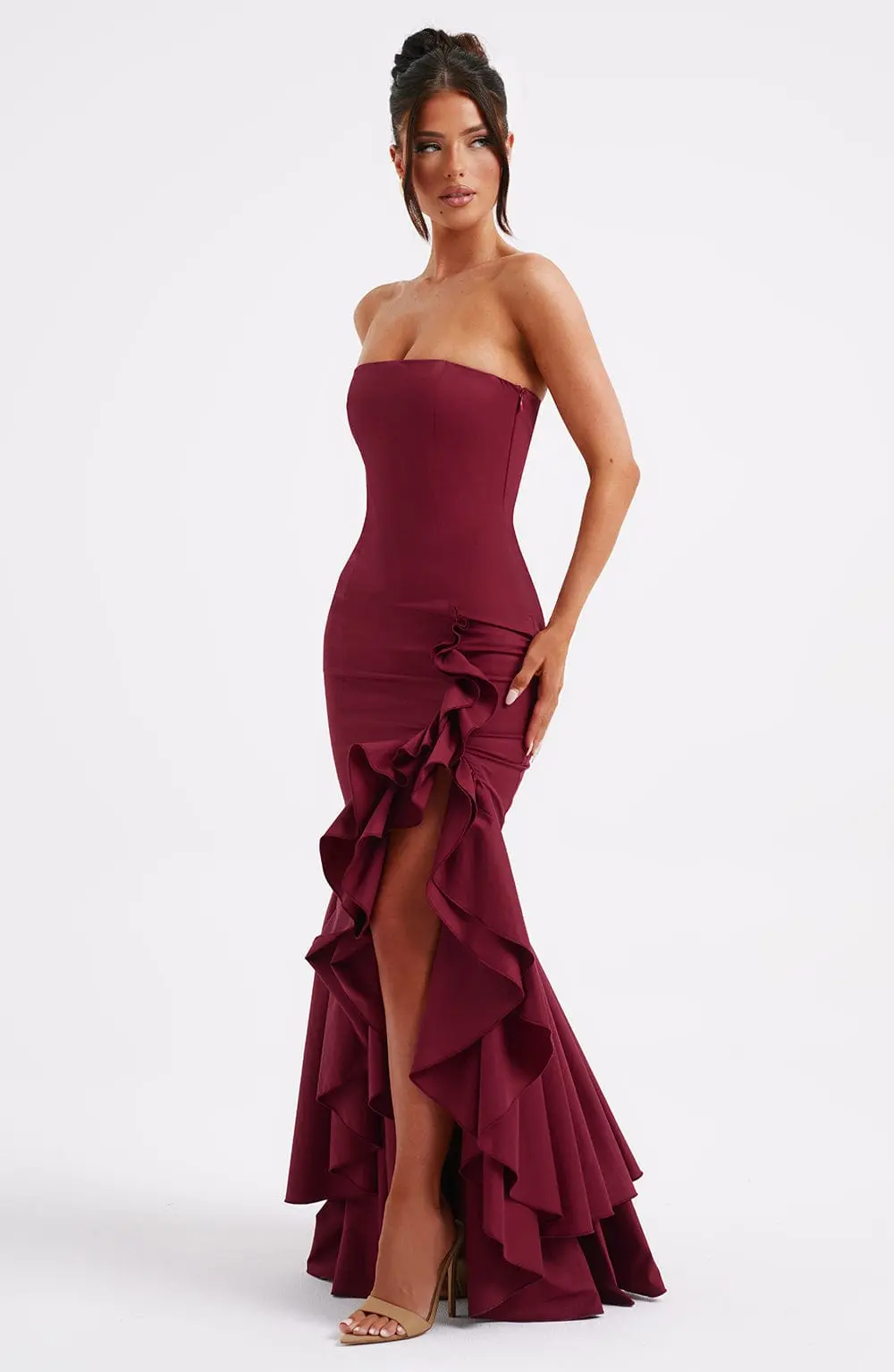 Angelina Maxi Dress - Burgundy - Image 2