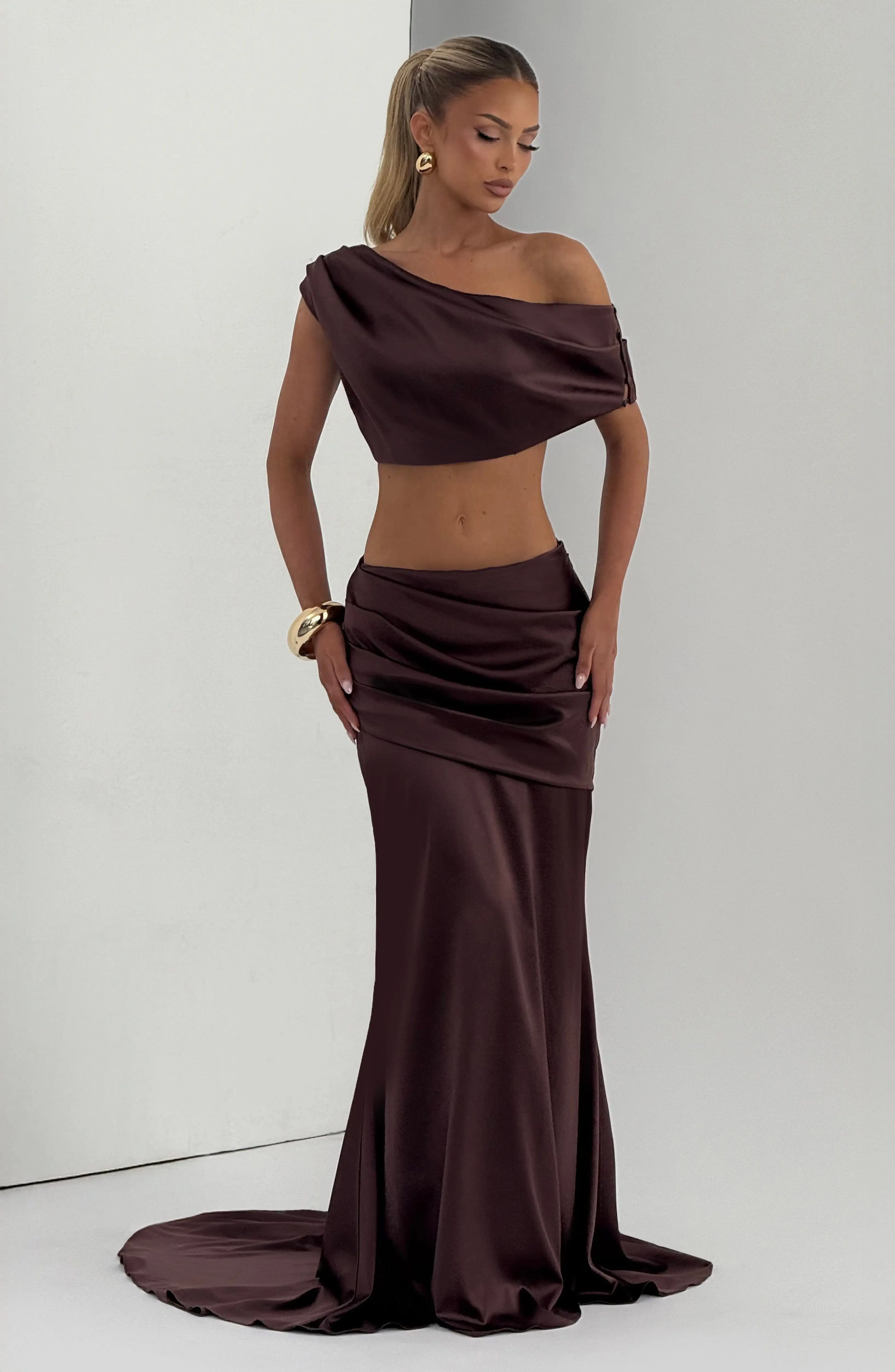 Claudette Maxi Skirt - Plum Brown - Image 9