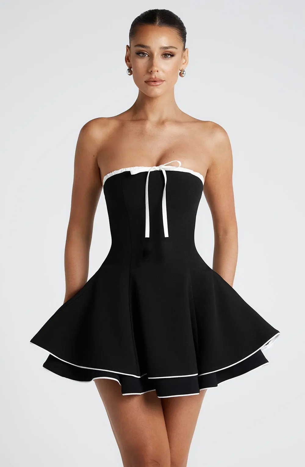 Juno Mini Dress - Black/White - Image 3