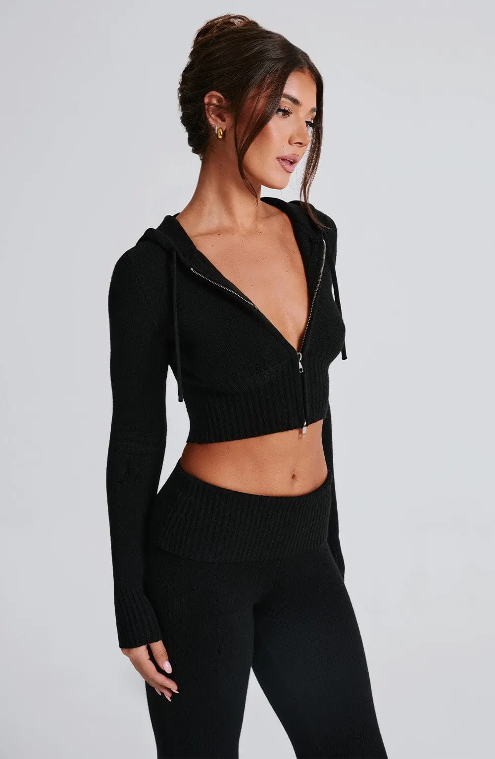 Portia Knit Hoodie - Black - Image 9