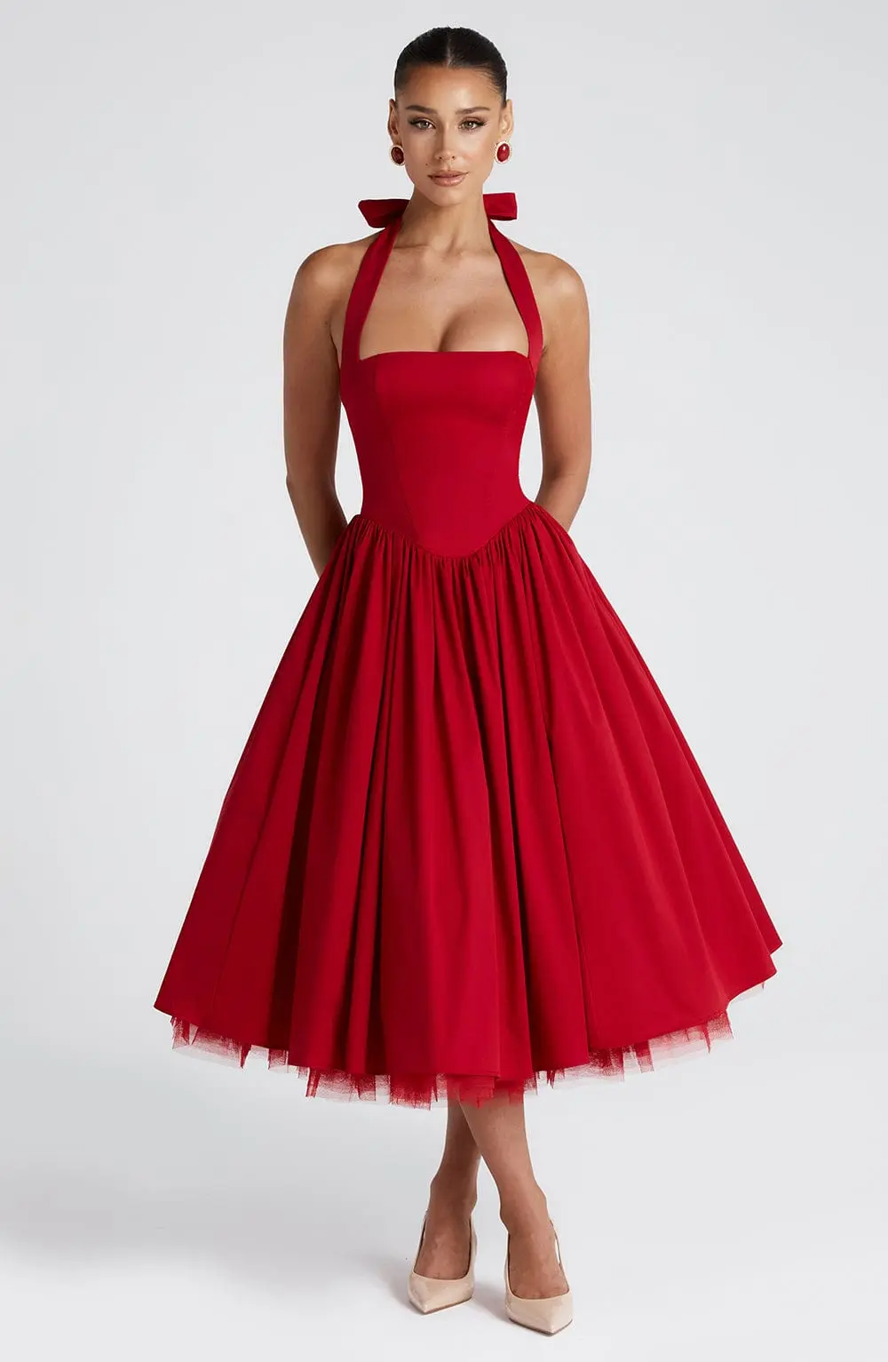 Cressida Midi Dress - Red - Image 7