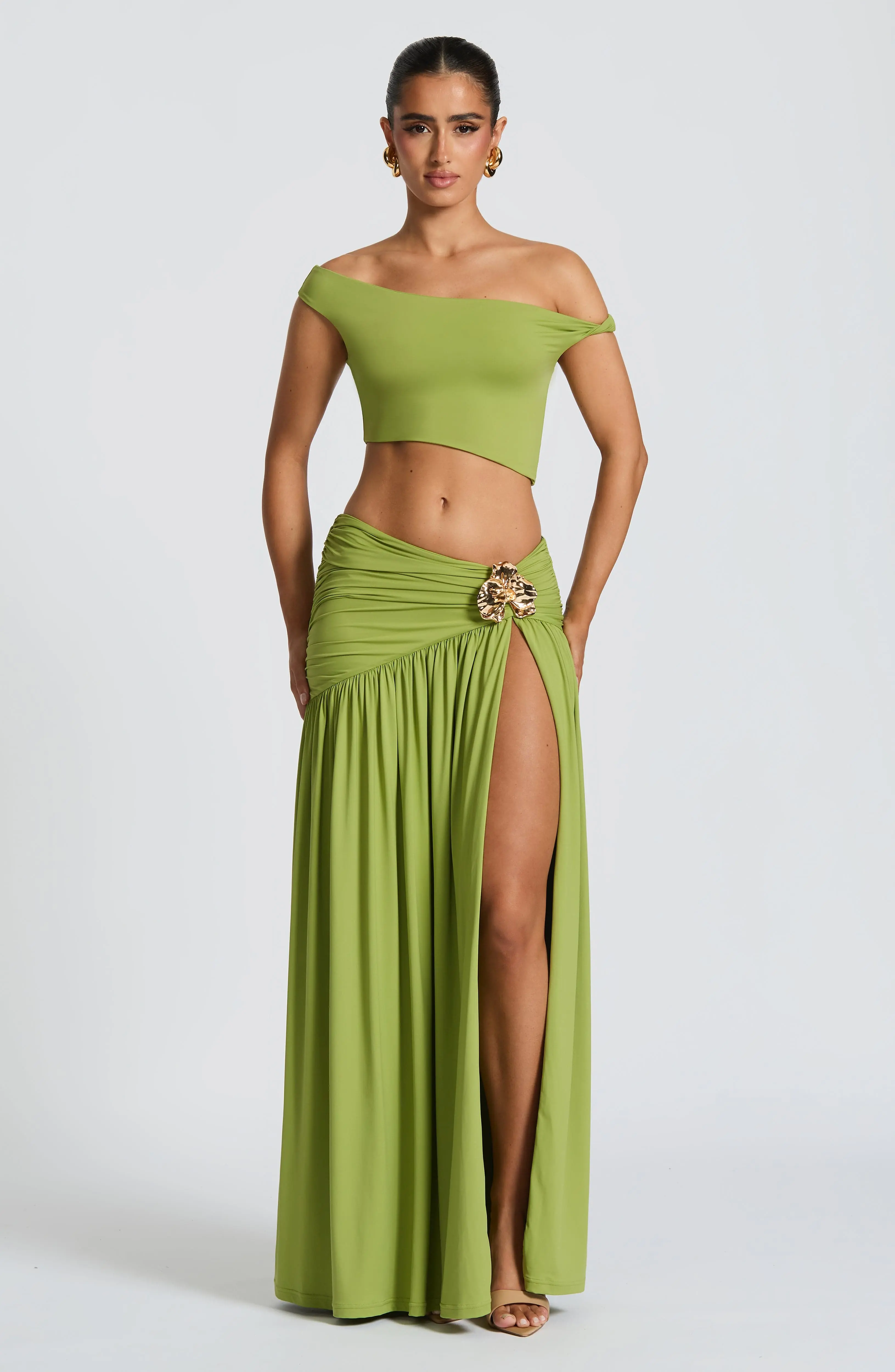 Saira Maxi Skirt - Olive - Image 13