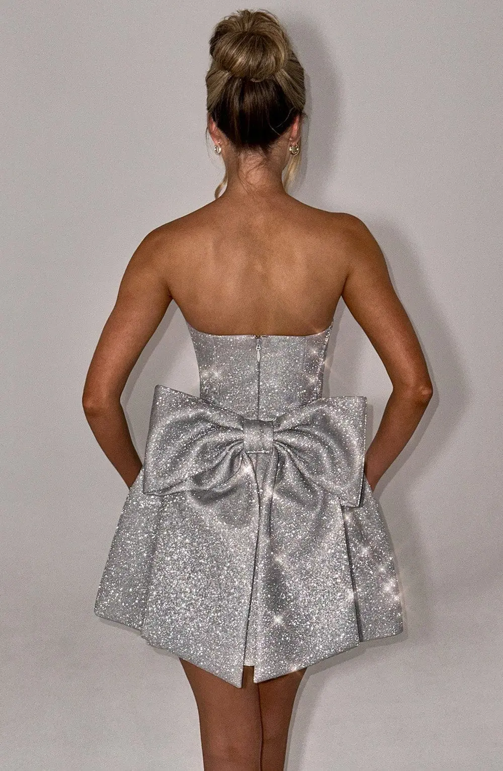 Alice Mini Dress - Silver Sparkle - Image 2