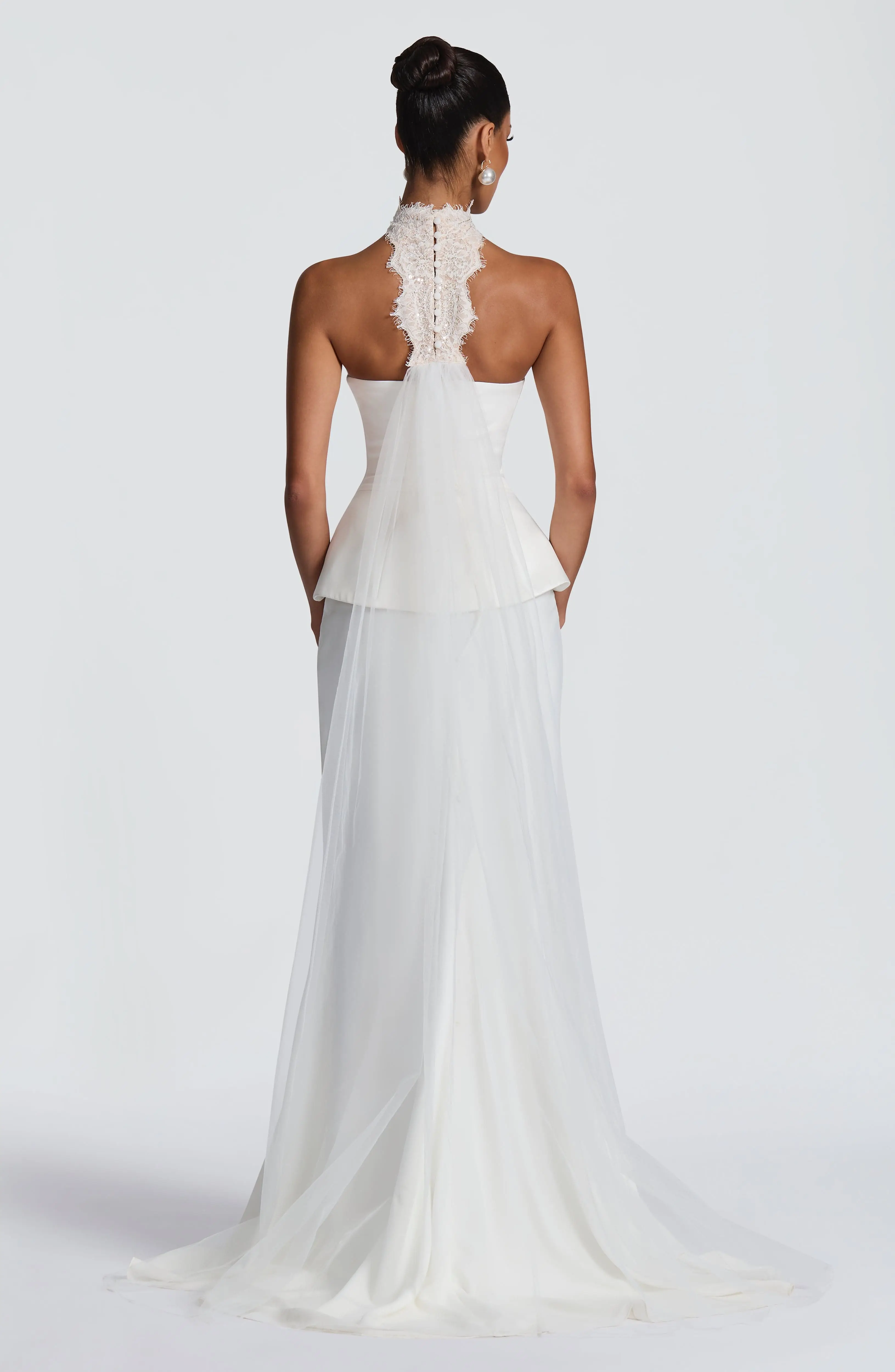 Ellie Lace Neck Veil - Ivory - Image 6