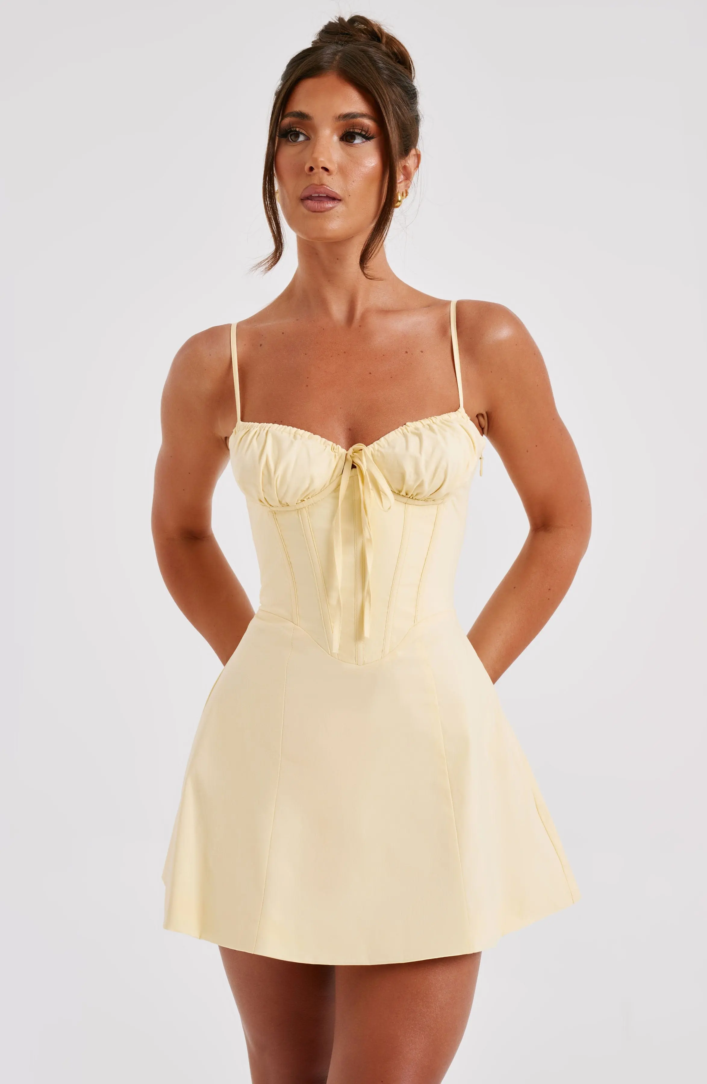 Lacey Mini Dress - Lemon - Image 10
