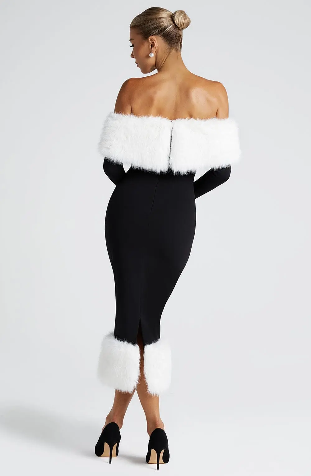 Vittoria Midi Dress - Black/White - Image 3