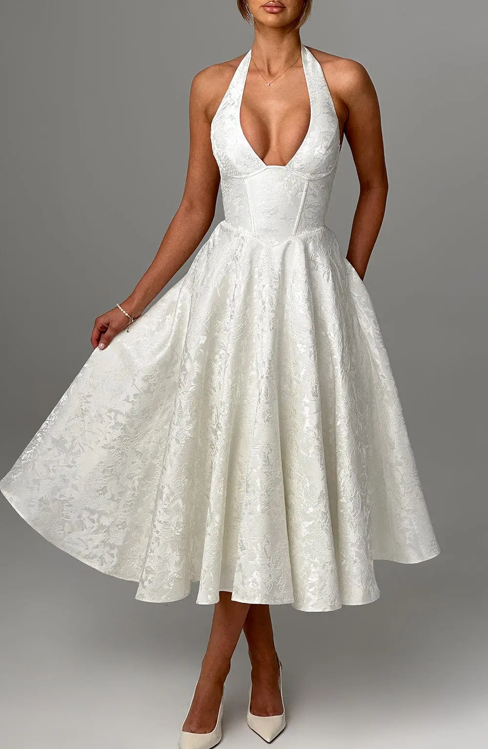 Effie Midi Dress - Ivory - Image 4