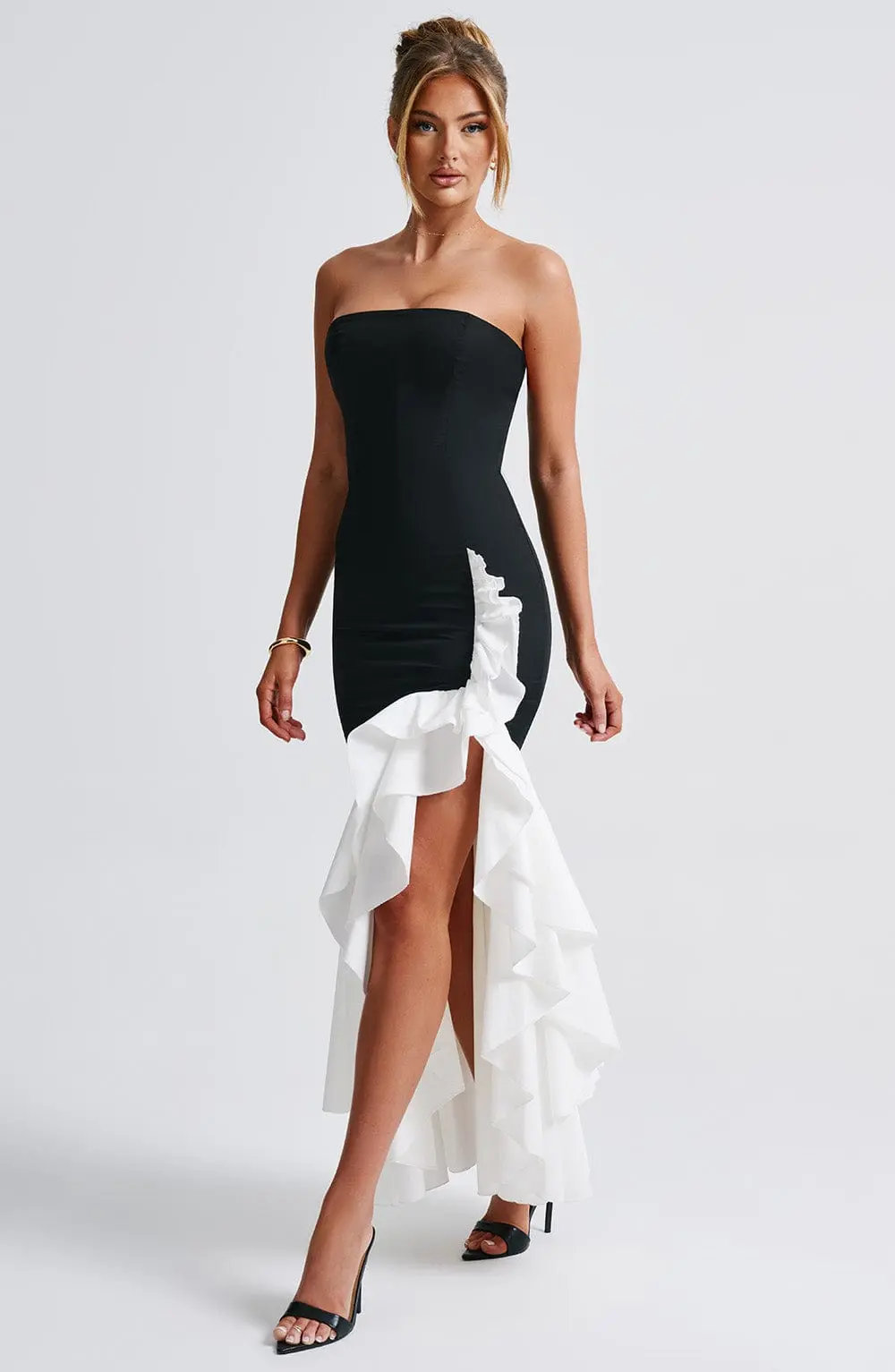 Angelina Maxi Dress - Black/White - Image 8