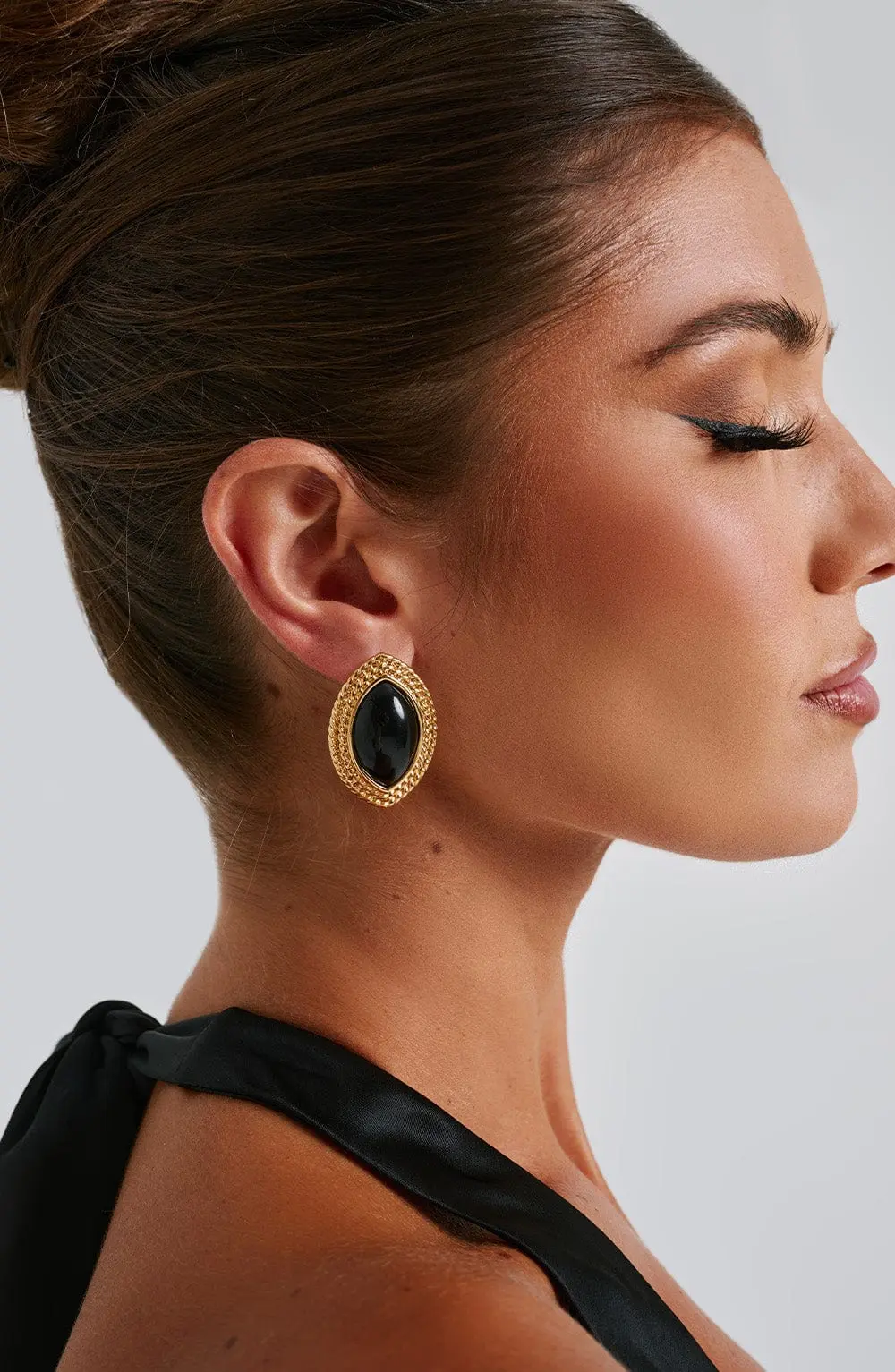 Azra Earrings - Black/Gold - Image 2