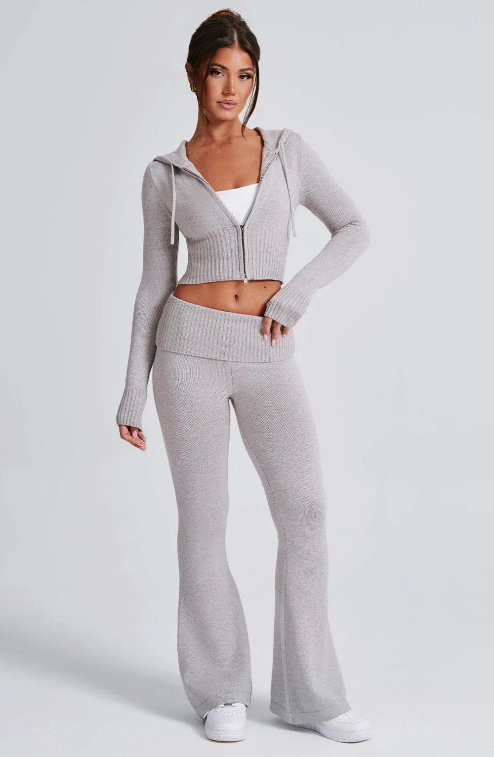 Portia Knit Pants - Light Grey Marl - Image 11