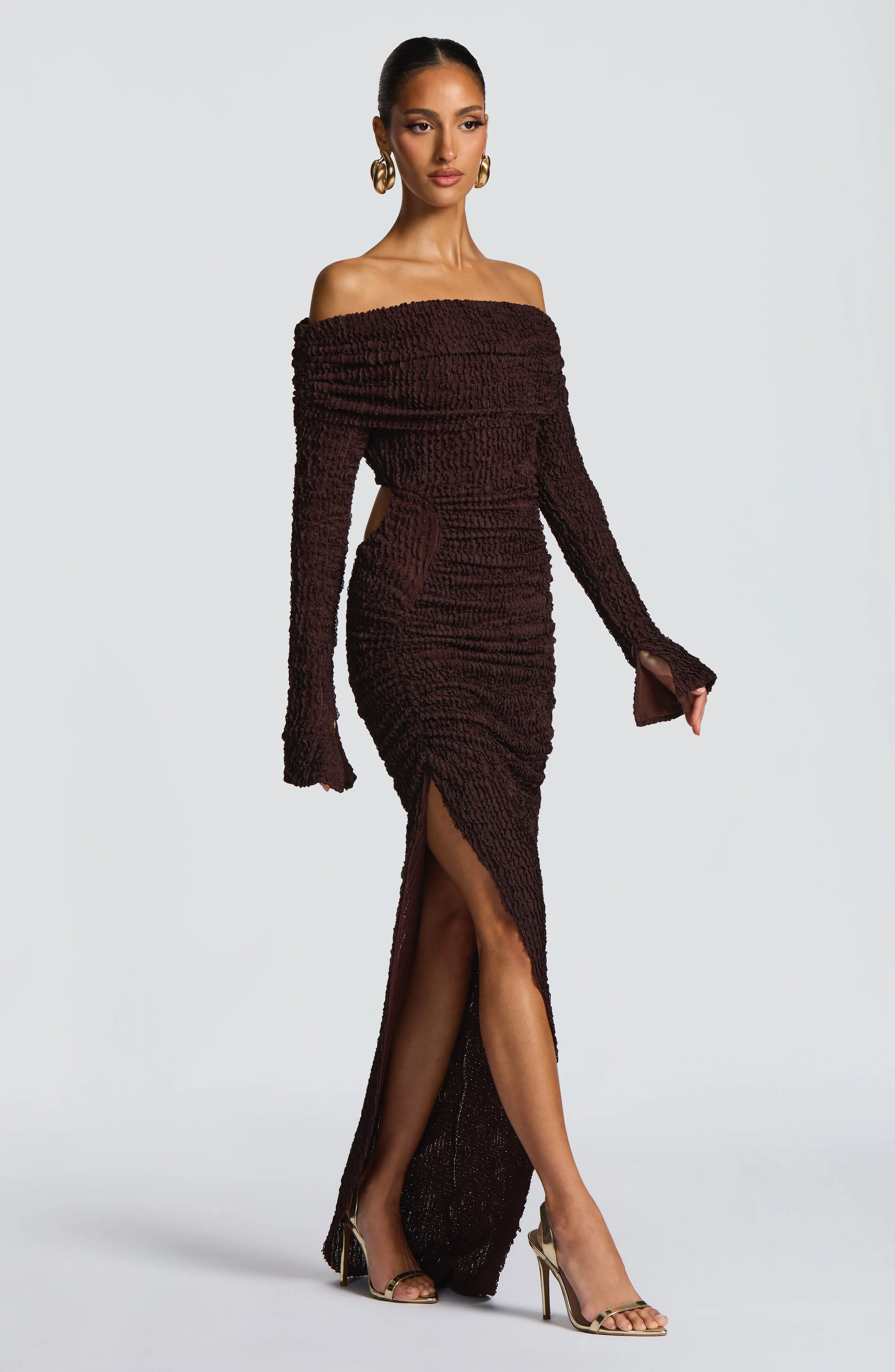 Adelphia Midi Dress - Plum Brown - Image 4