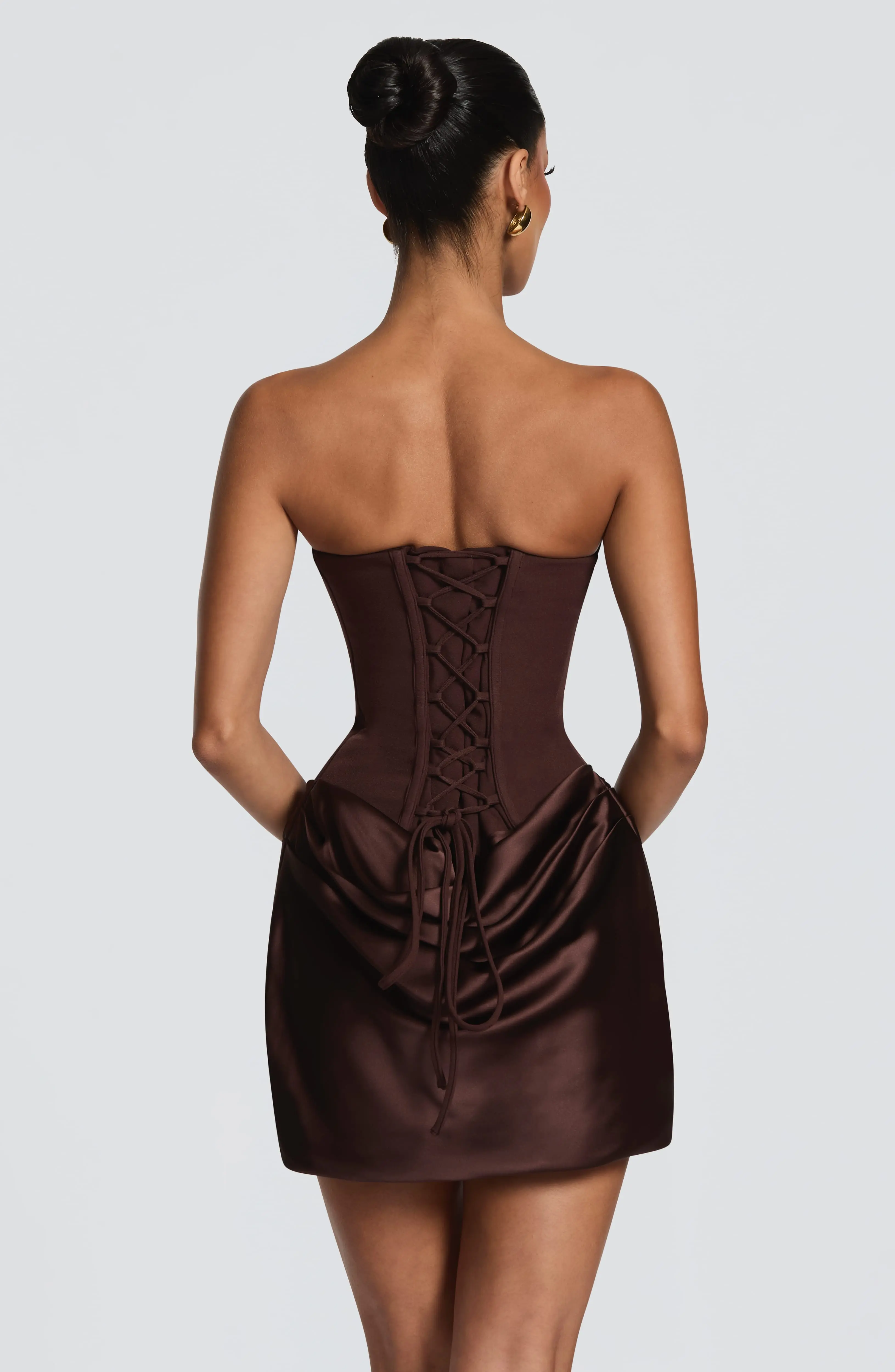 Maggie Mini Dress - Plum Brown - Image 3