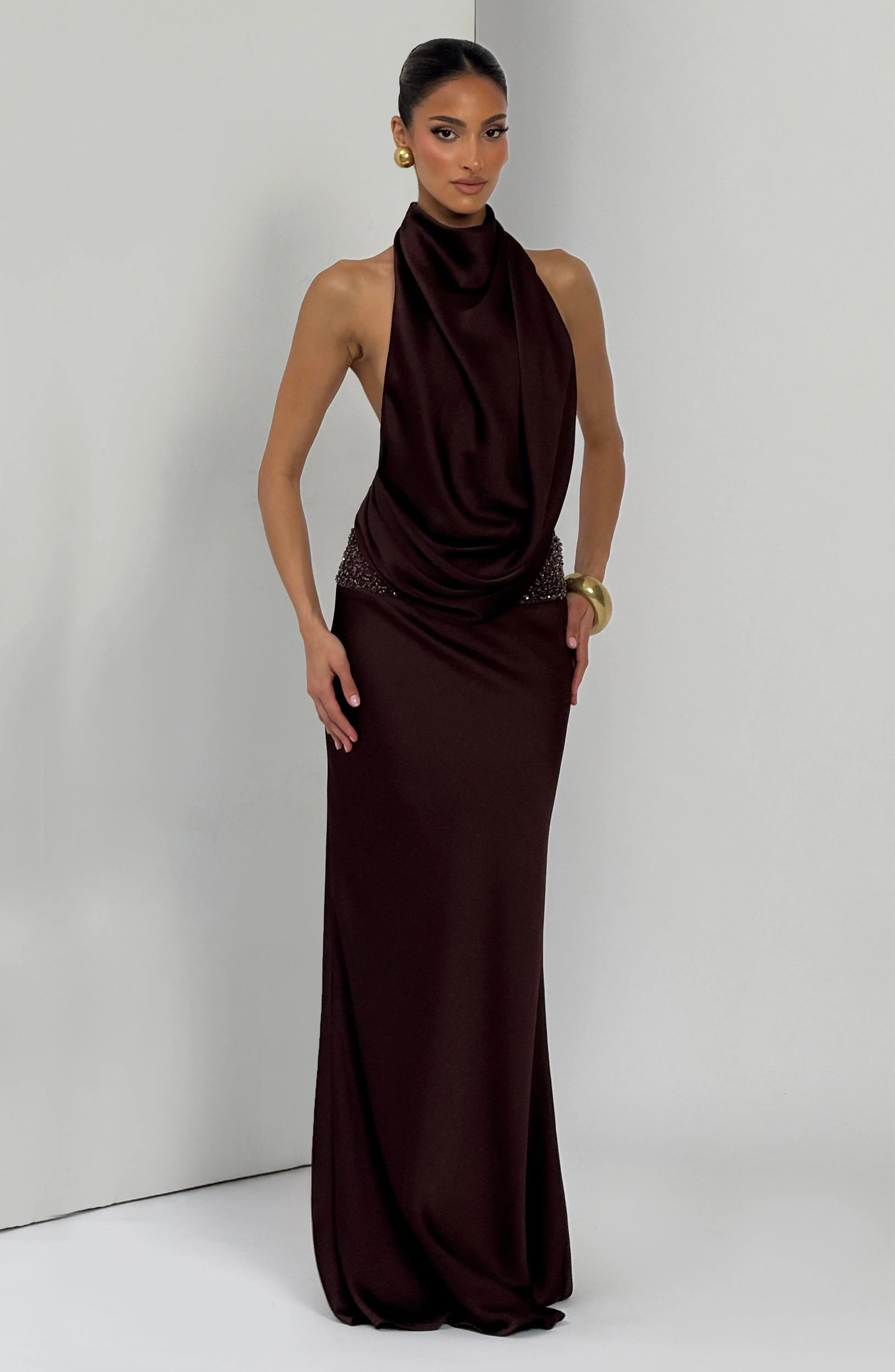 Armelle Maxi Dress - Plum Brown - Image 13