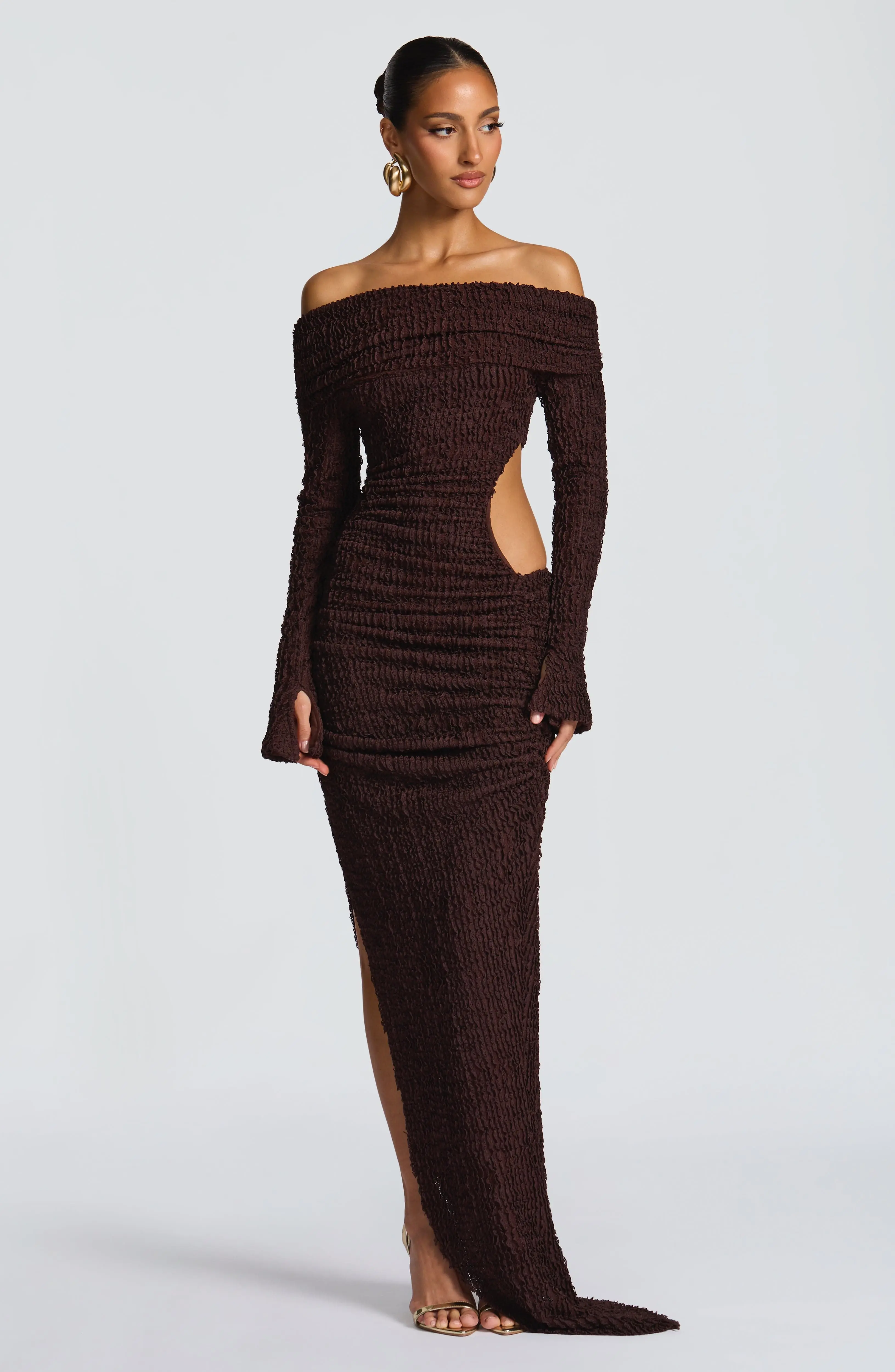 Adelphia Midi Dress - Plum Brown - Image 6