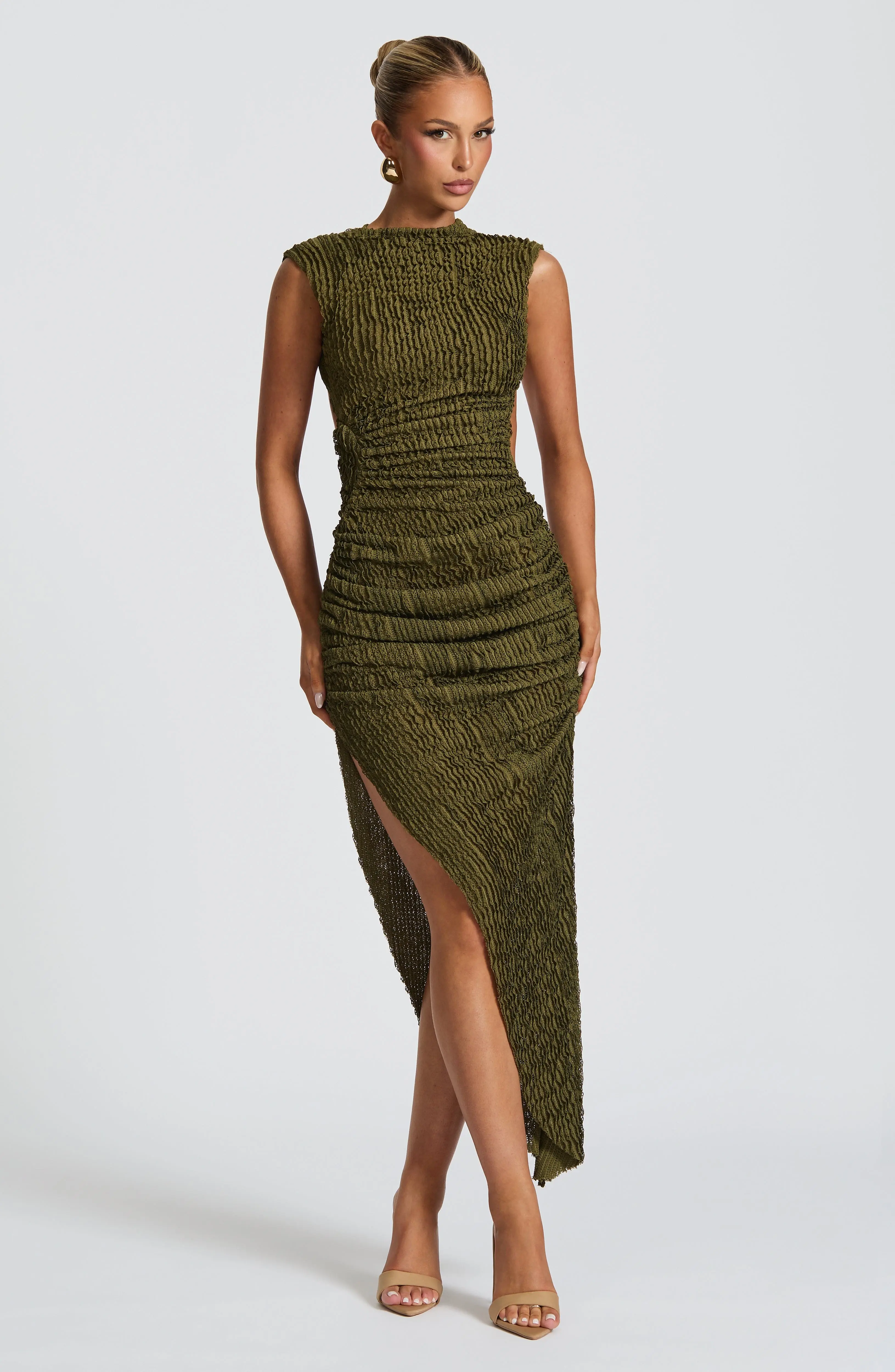 Aphrodite Midi Dress - Khaki - Image 5