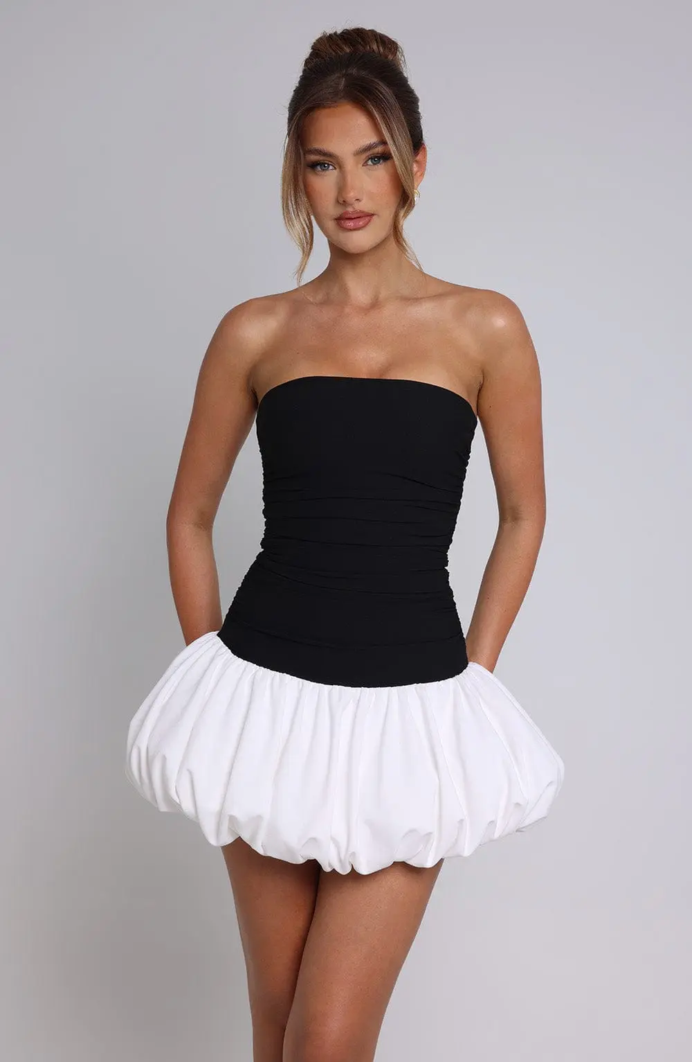 Gemma Mini Dress - Black/White - Image 5