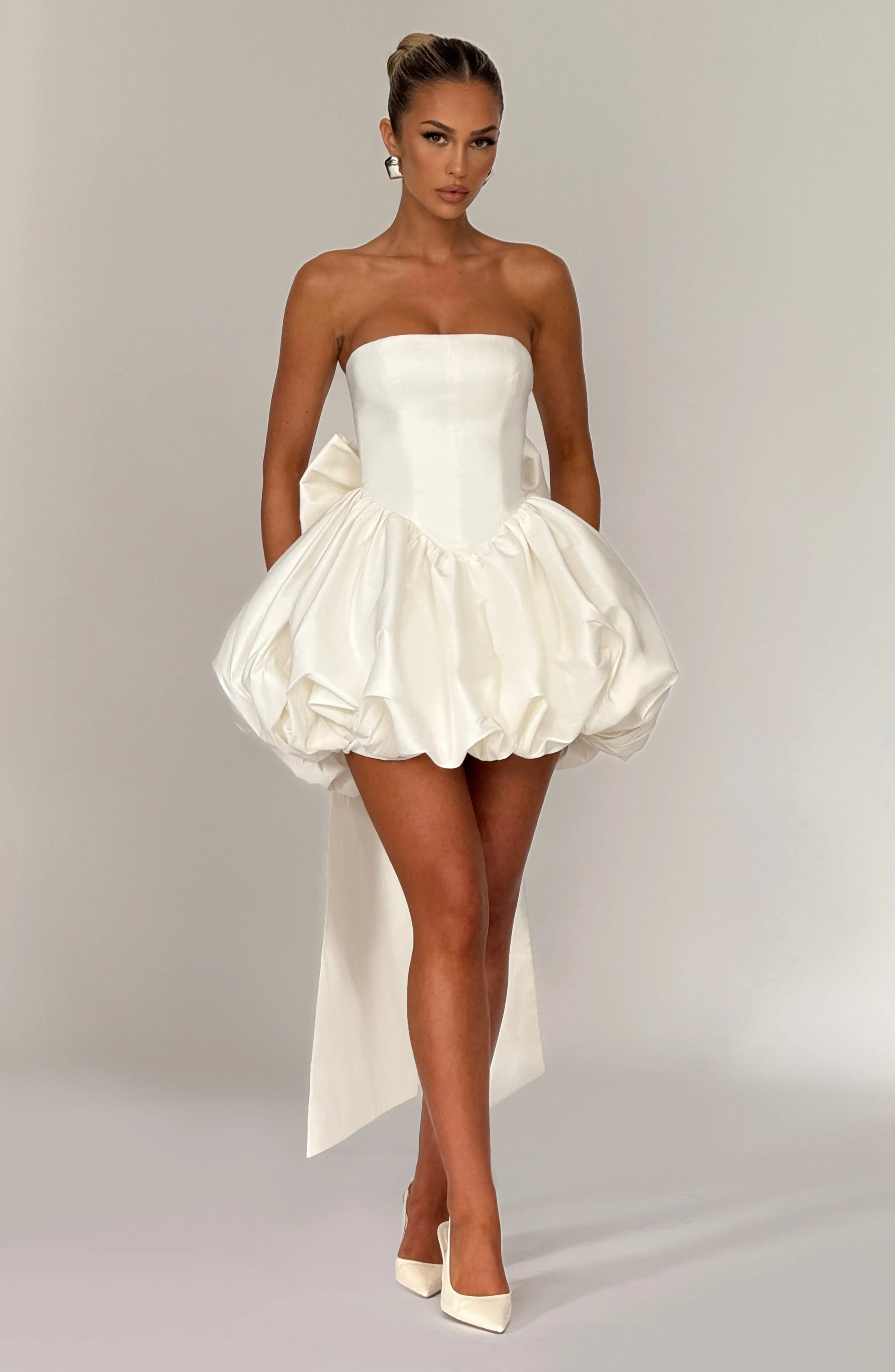 Lotus Mini Dress - Ivory - Image 3