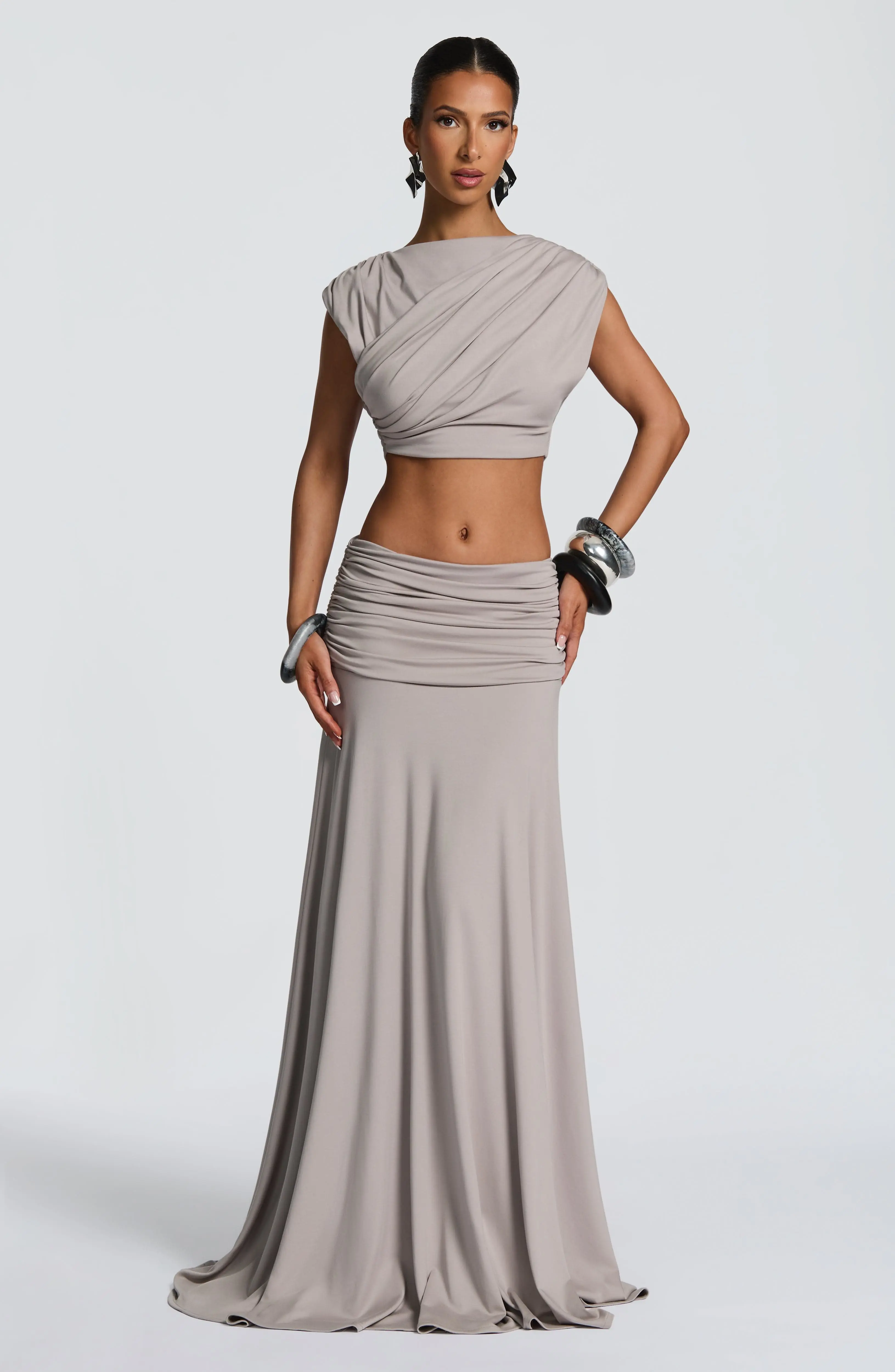 Paige Maxi Skirt - Light Grey - Image 3