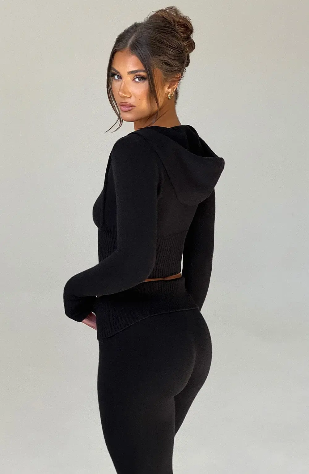 Portia Knit Hoodie - Black - Image 2