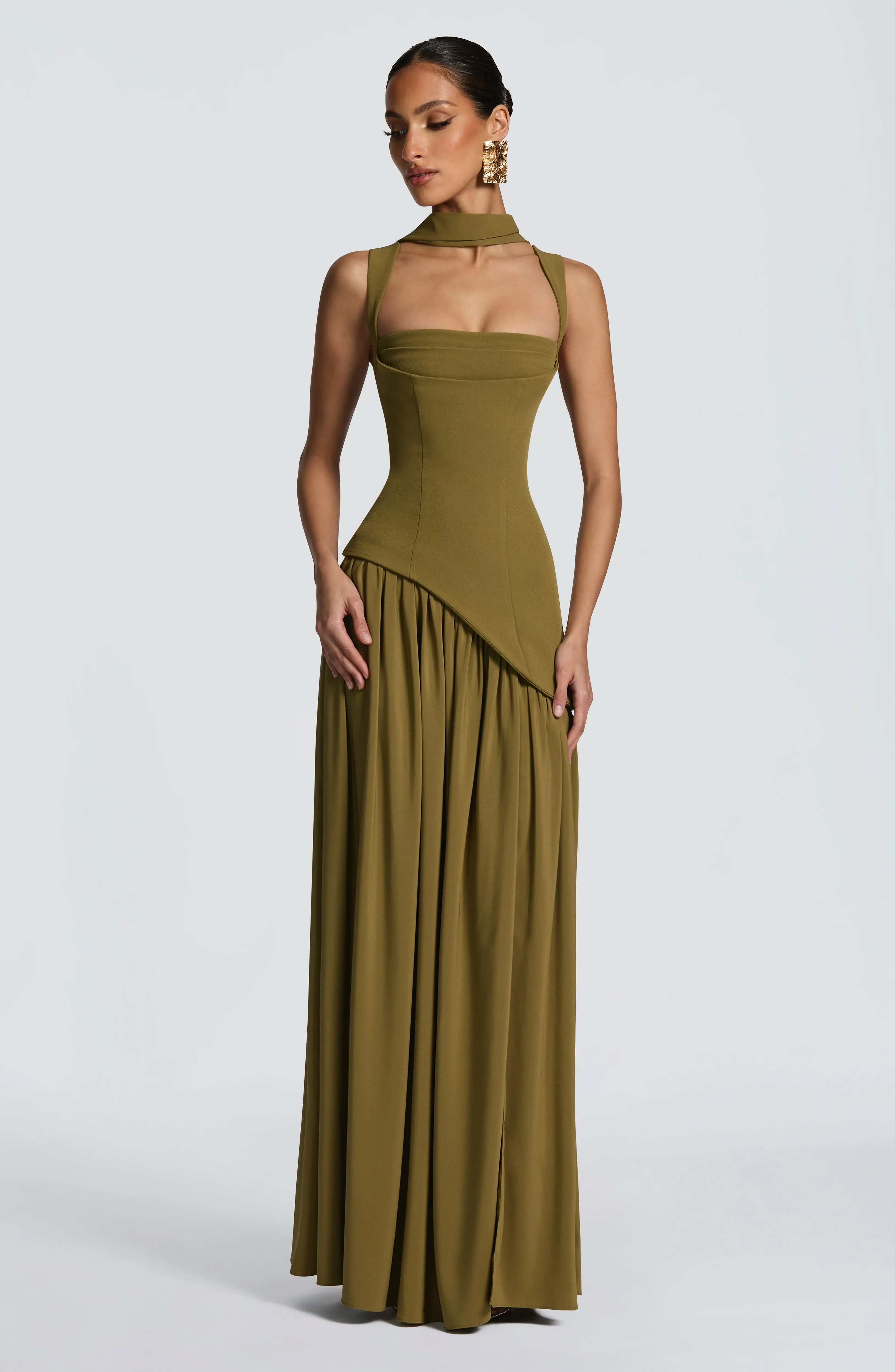 Tullulah Maxi Dress - Deep Olive - Image 9